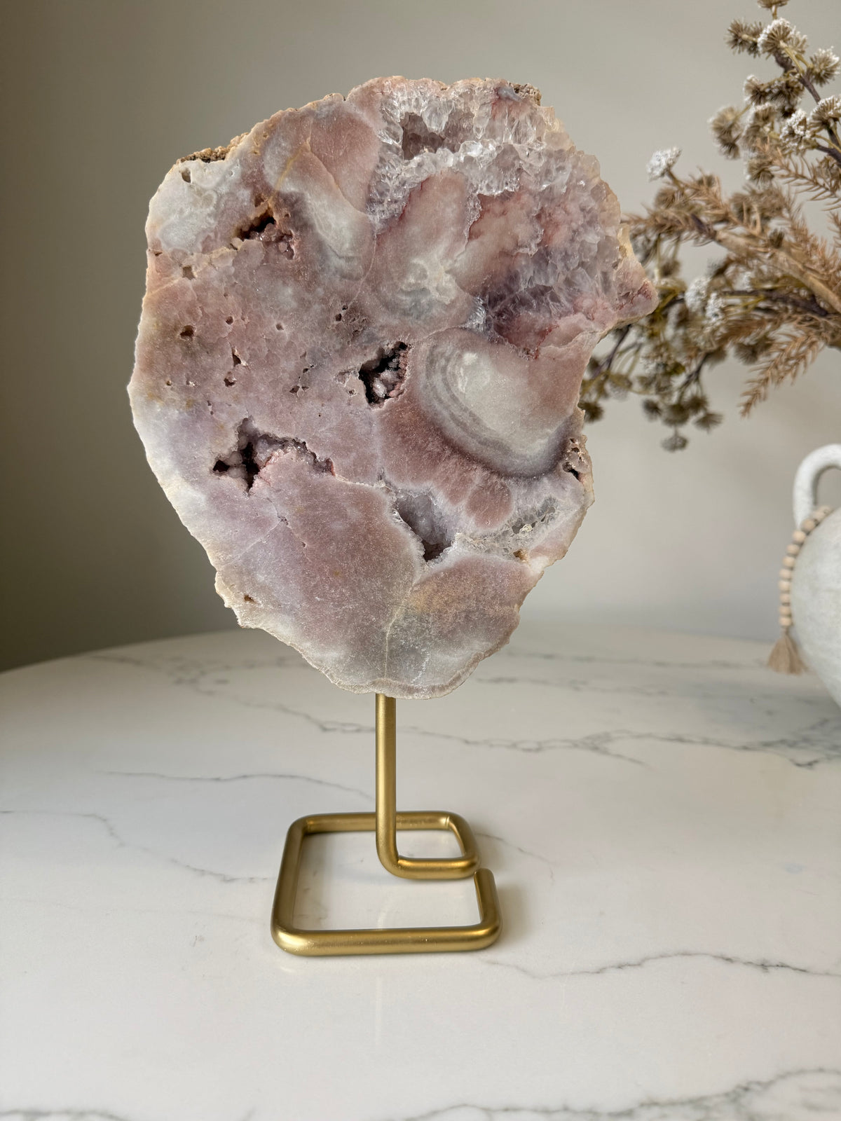 Pink Amethyst Statement Piece on Gold-Toned Stand | 2.11kg