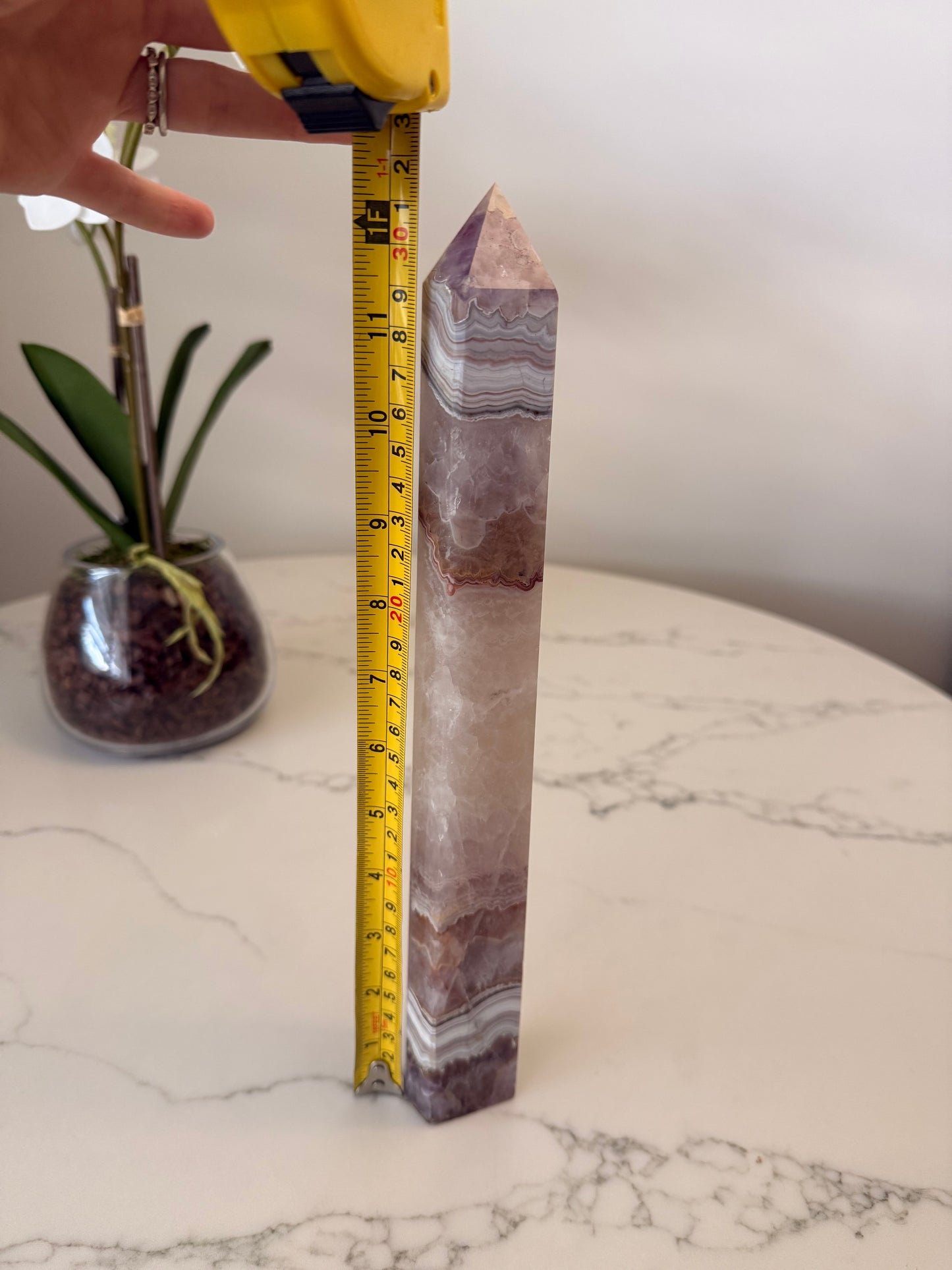 Amethyst & Mexican Lace Agate Tower | 939 g | 31.5 cm
