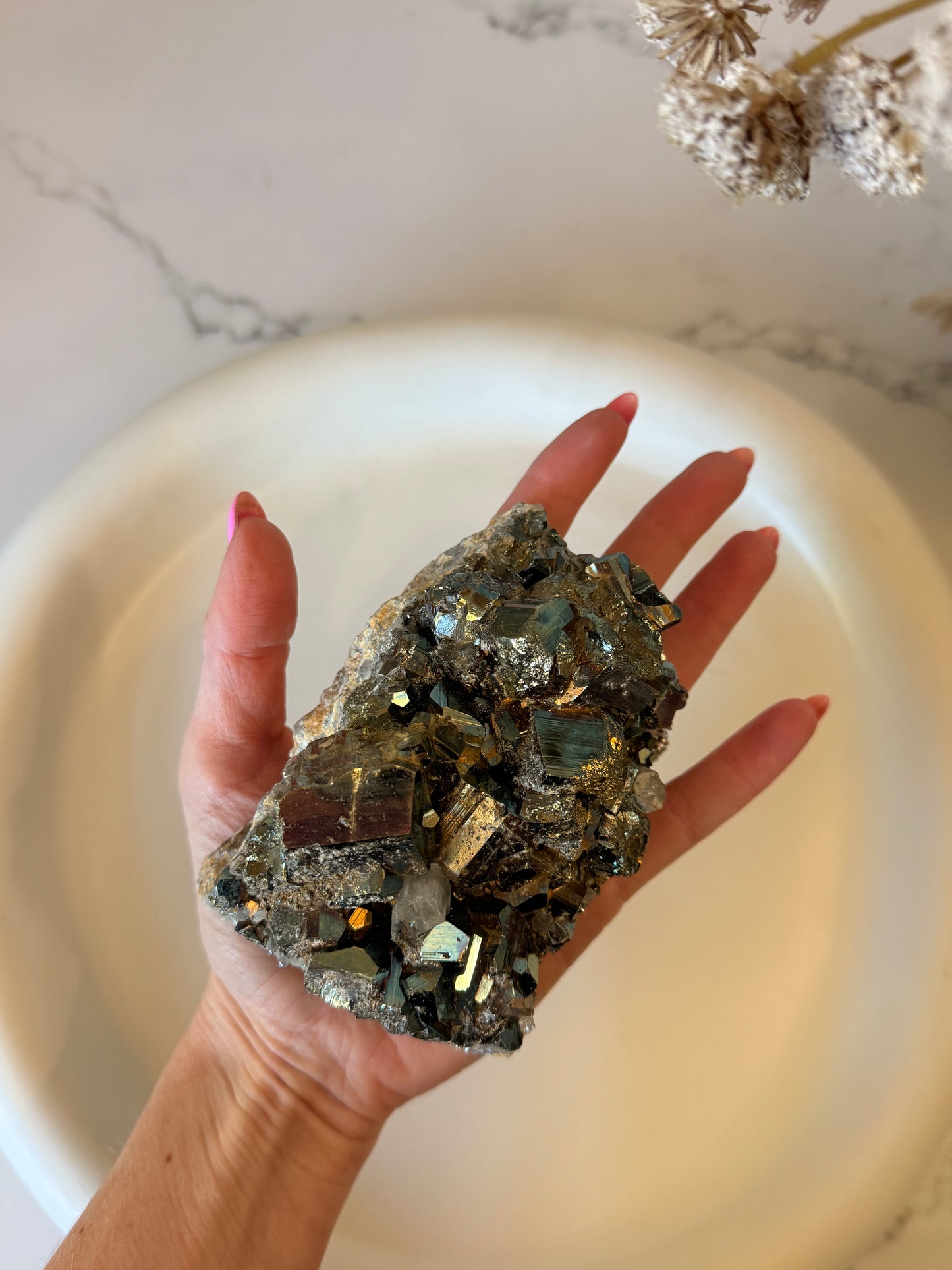 Pyrite & Quartz Crystal Cluster – 721g