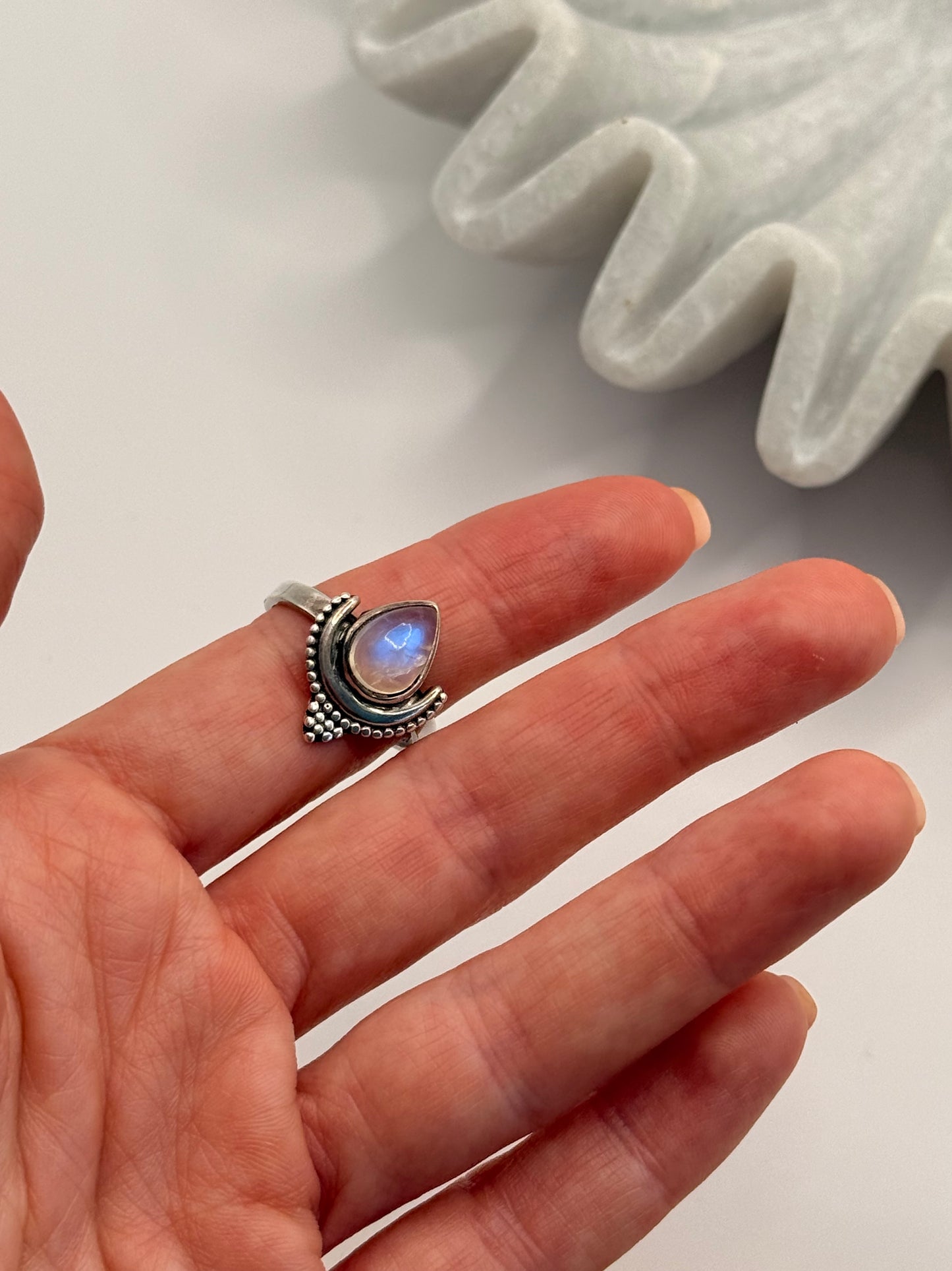Moonstone Teardrop Ring – Size 9