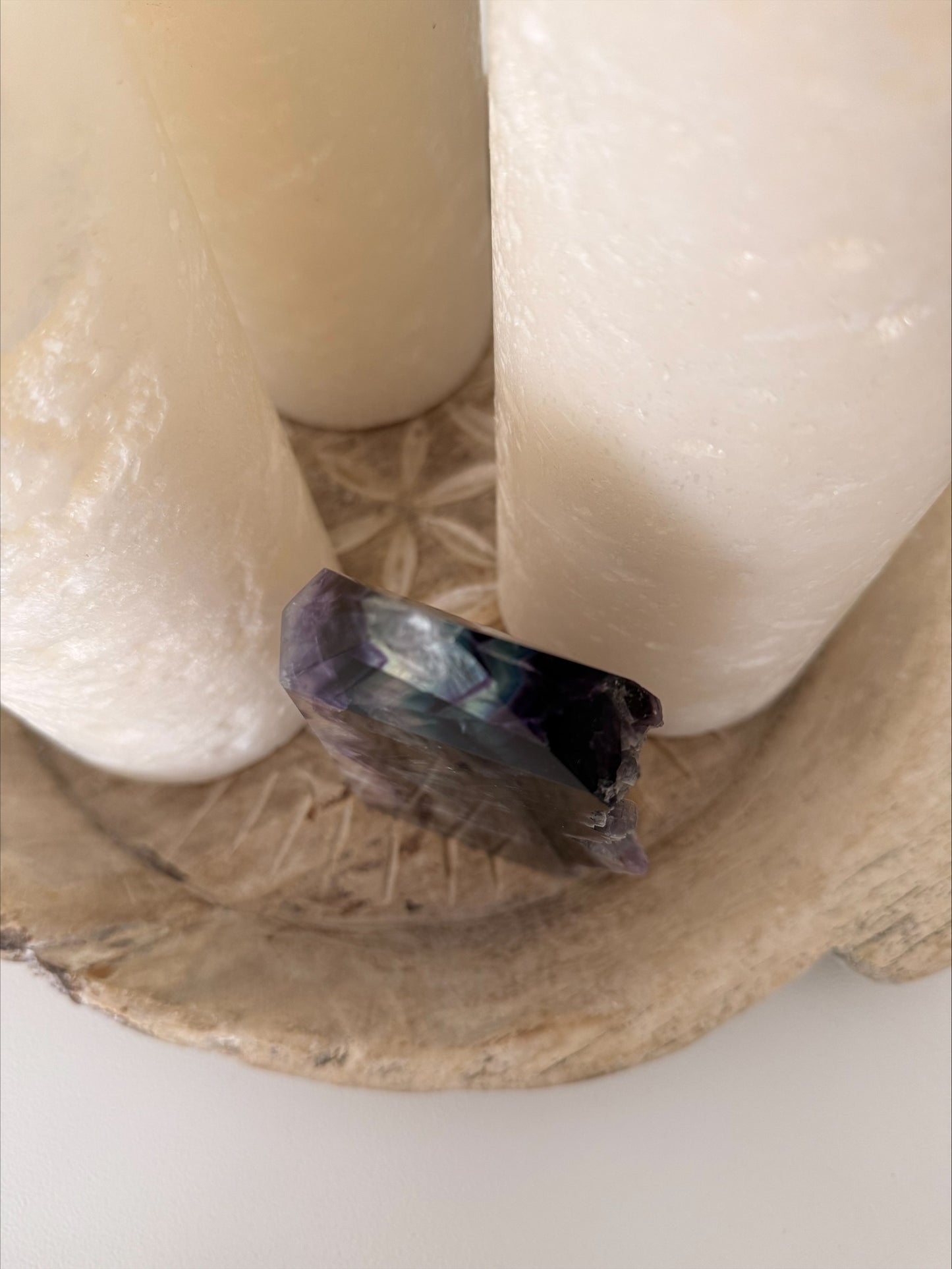 Rainbow Fluorite Tower with Natural Edge