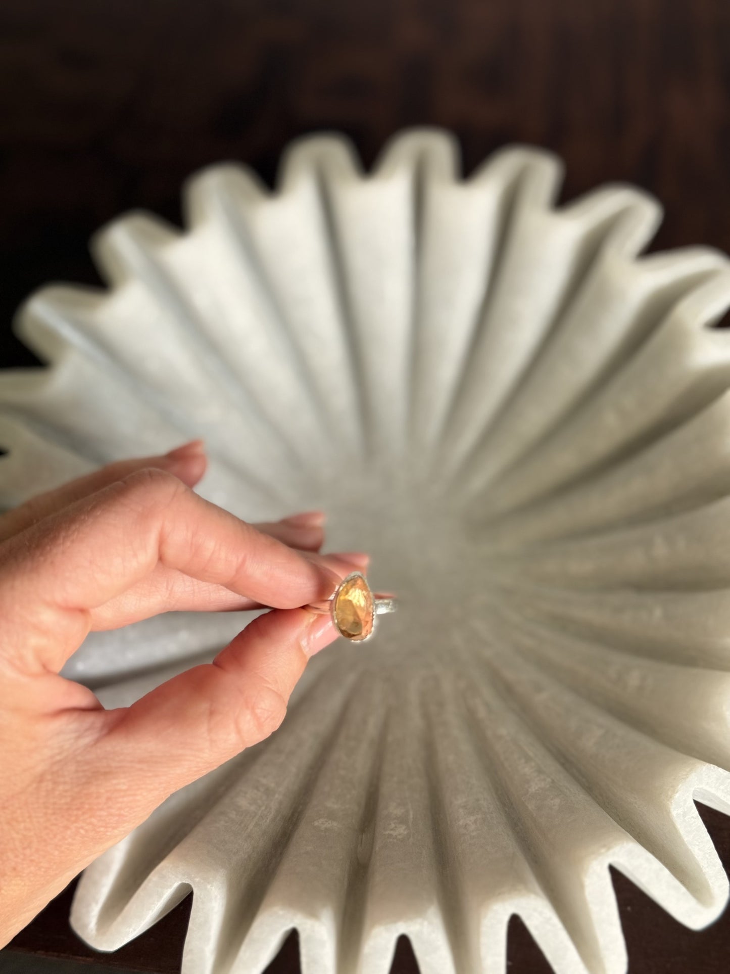 Raw Citrine Statement Ring in Sterling Silver – Size 8