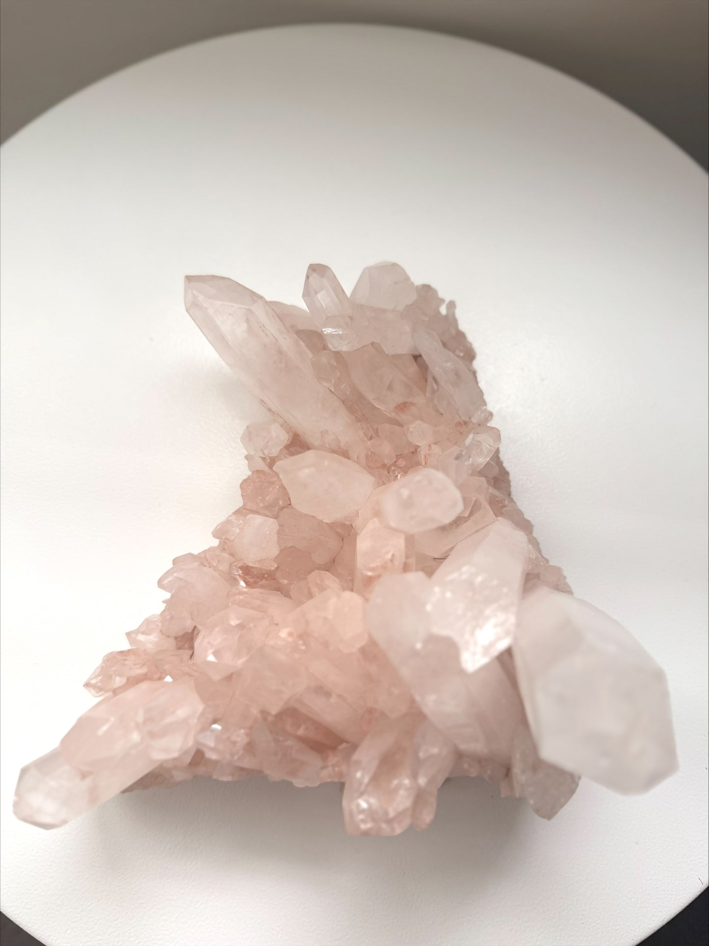 Natural Pink Quartz Crystal Cluster Specimen