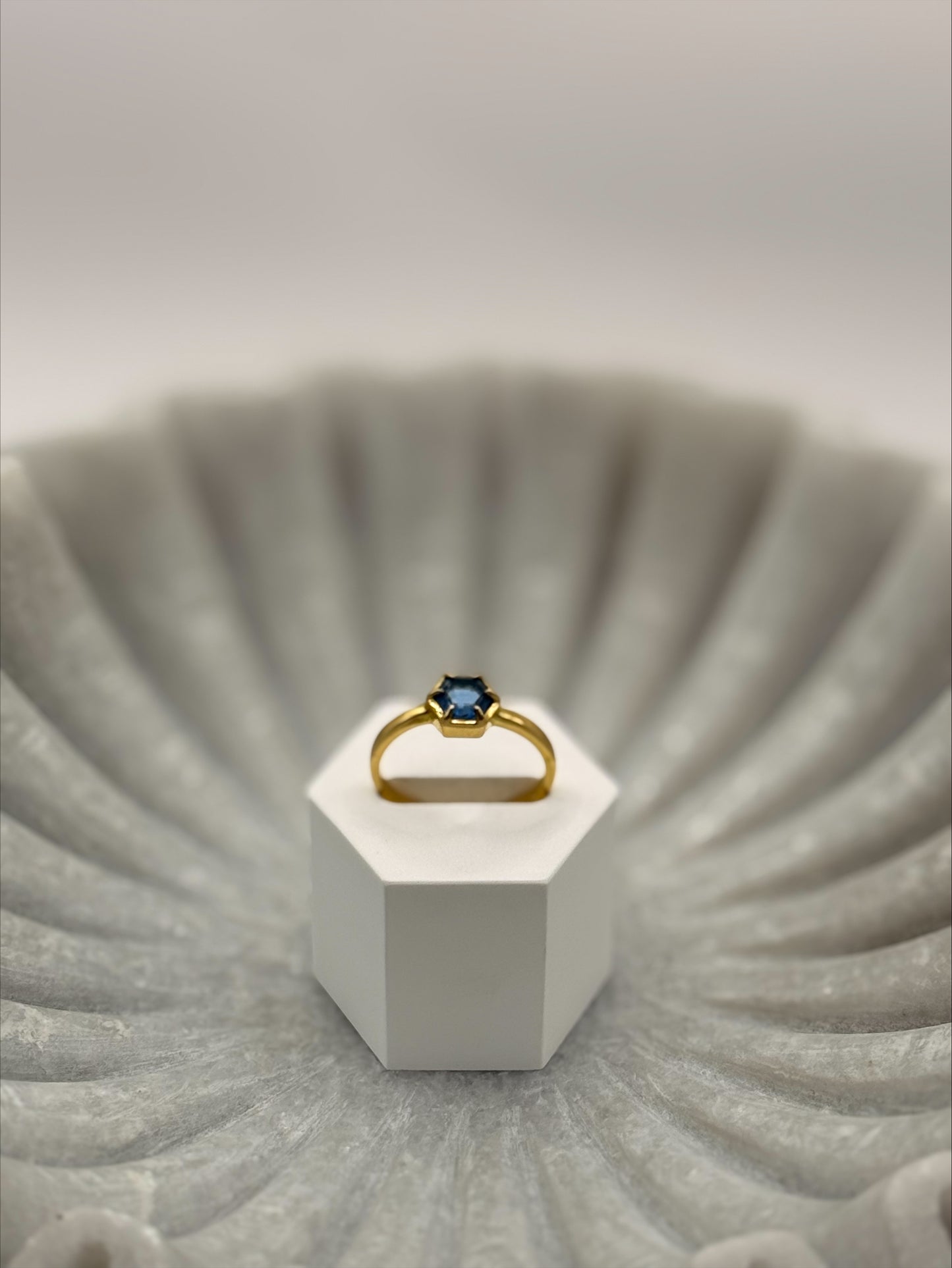 Gold Plated Tanzanite Ring – Hex Setting - Size 9