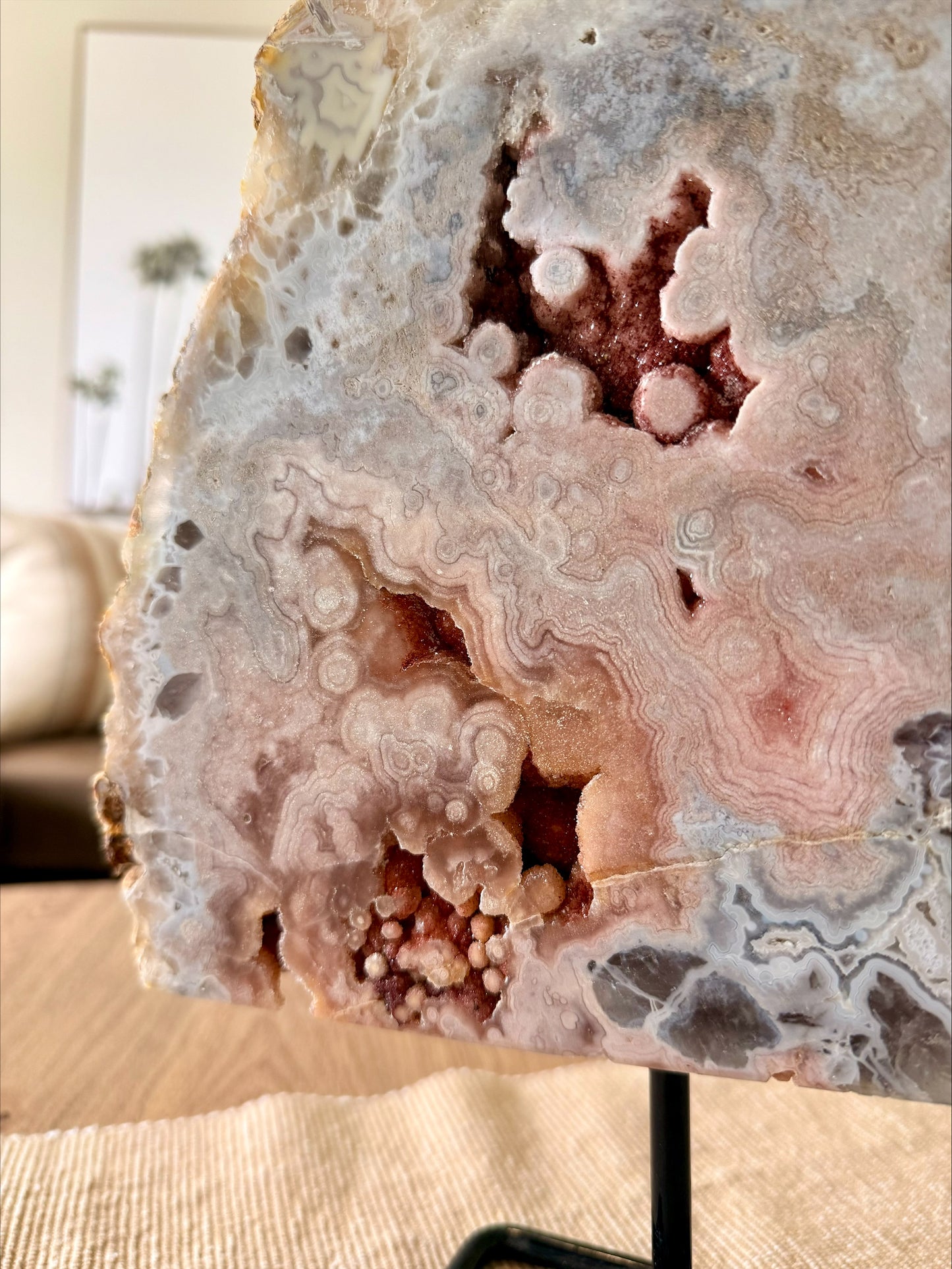 Pink Amethyst Agate Statement Slab on Stand – 5.2kg