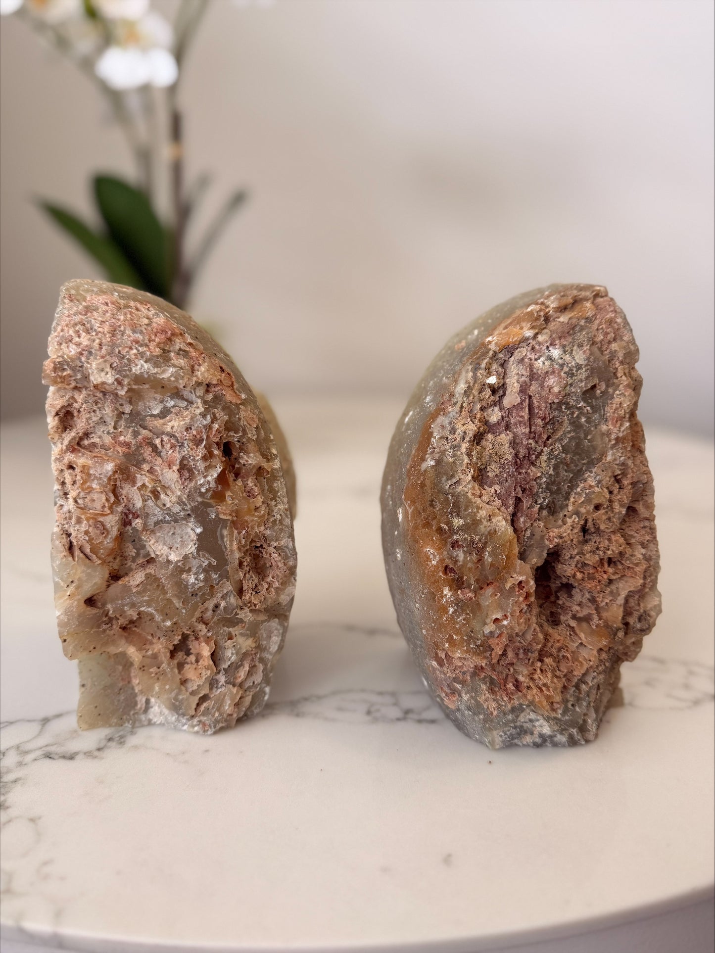Agate Geode Bookends | Druzy Quartz | Natural