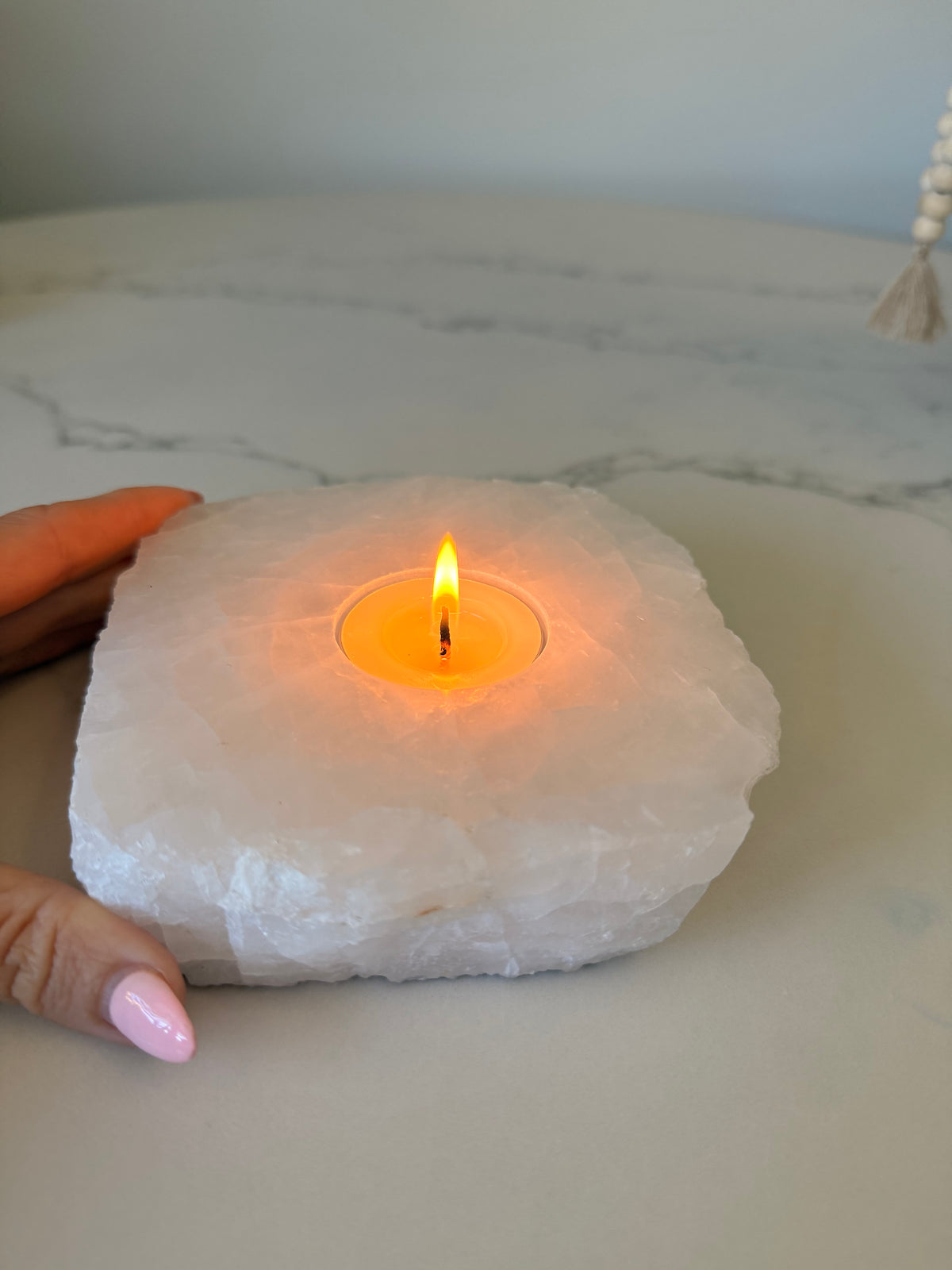 Clear Quartz Crystal Tealight Holder – 943g