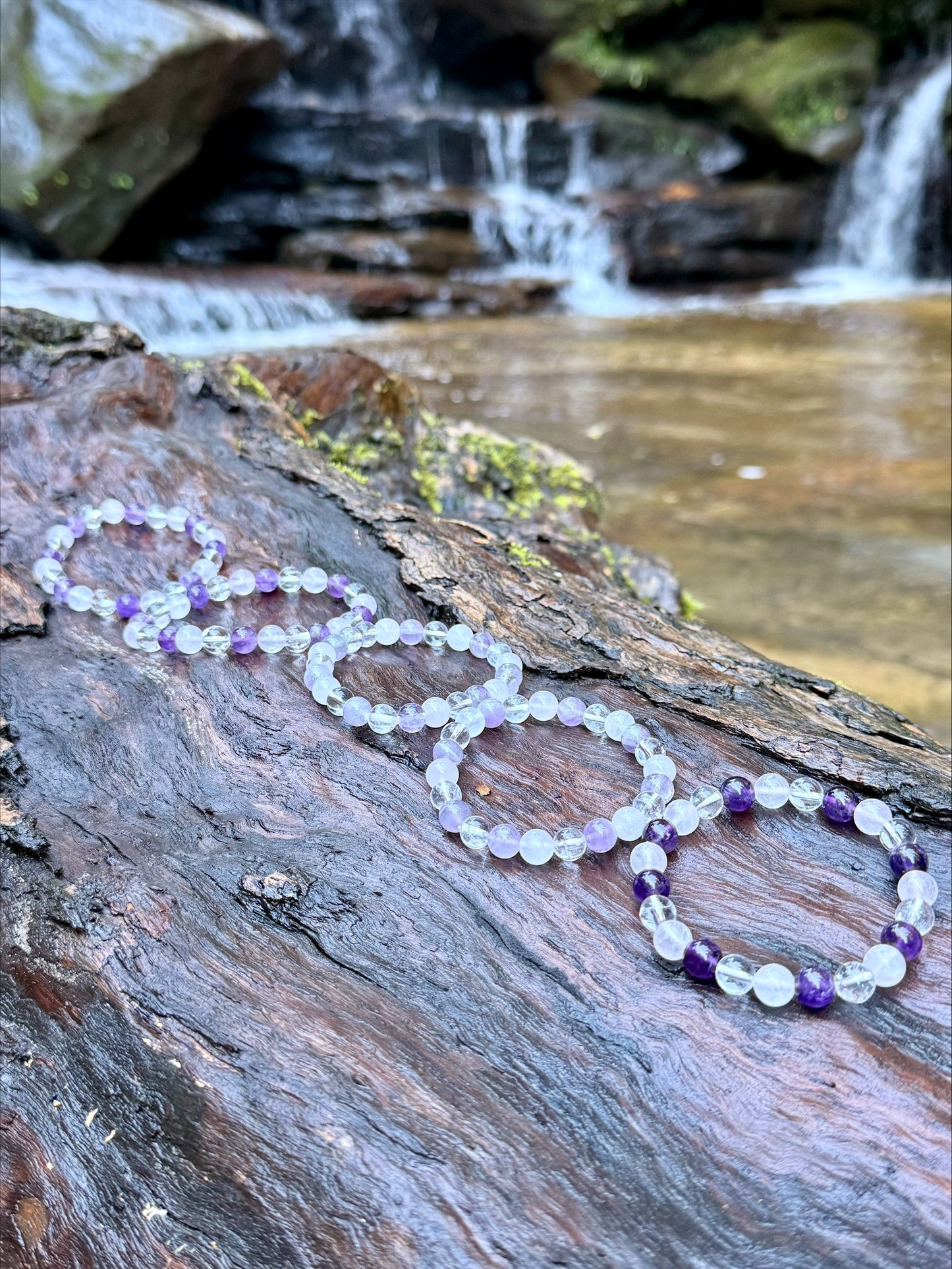 Amethyst, Rose Quartz & Clear Quartz Bracelet | 8mm Natural Crystal Beads
