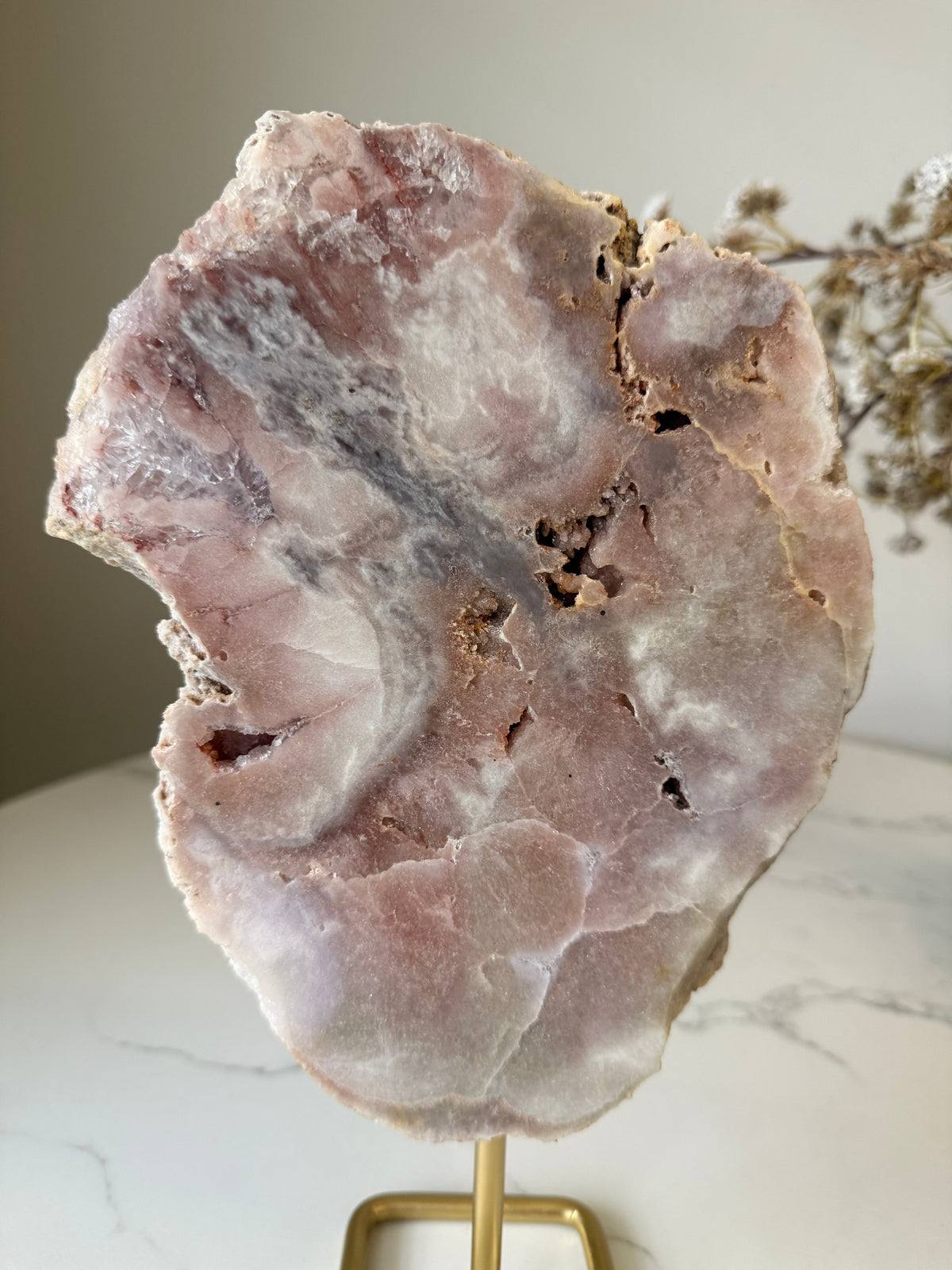 Pink Amethyst Statement Piece on Gold-Toned Stand | 2.11kg