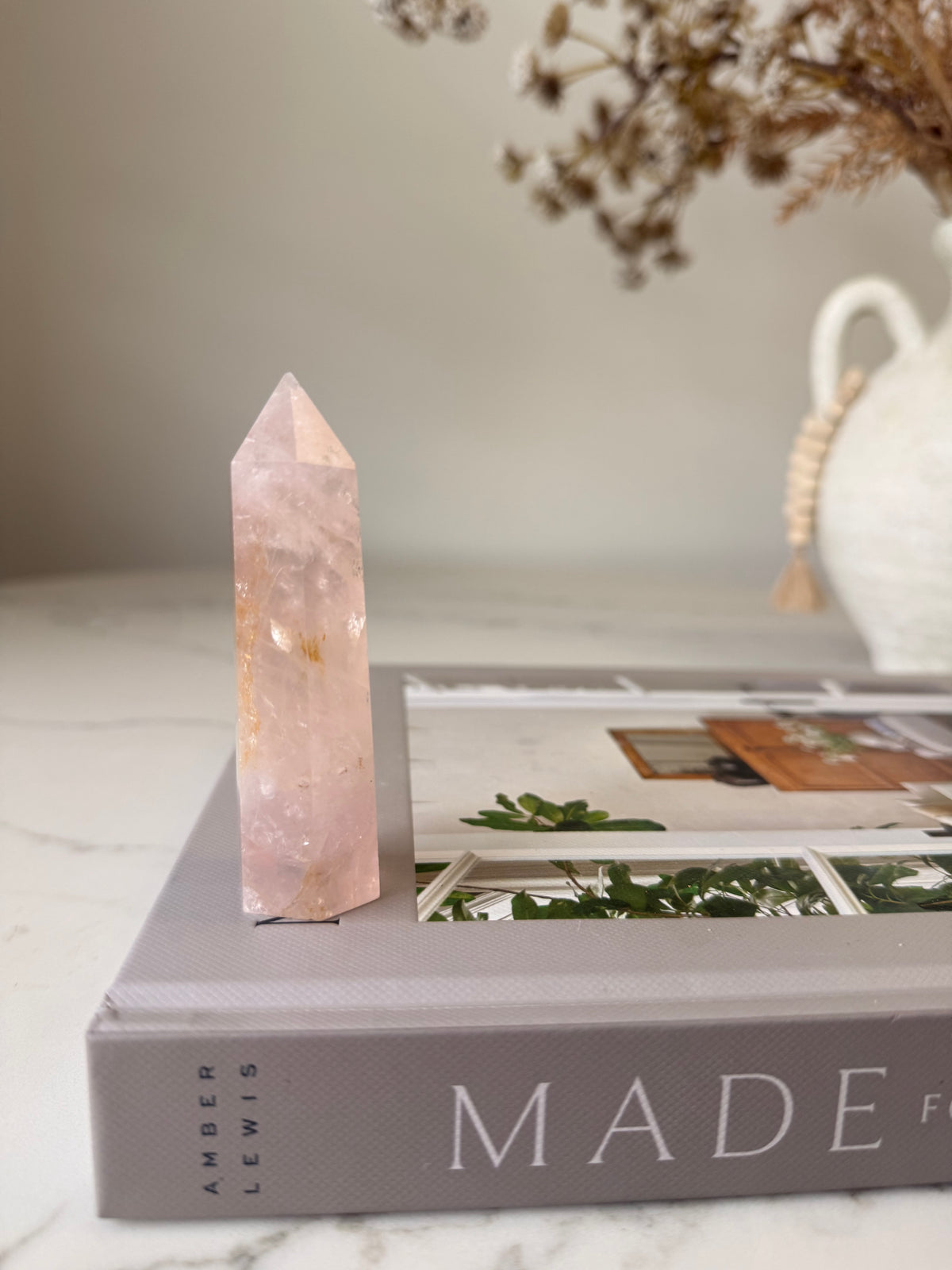 Rose Quartz Tower | Blush Pink Crystal Point