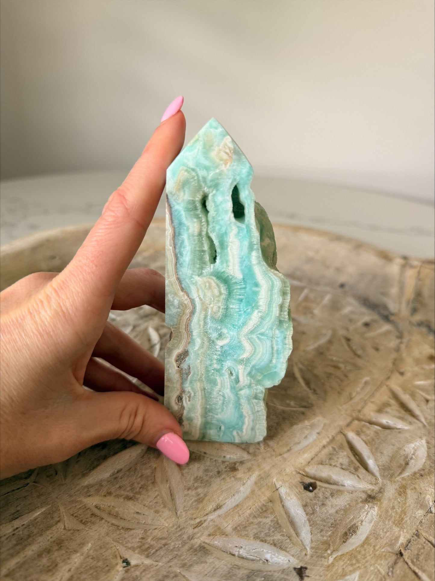 Hemimorphite Crystal Freeform | Ocean Blue Banded | 291g