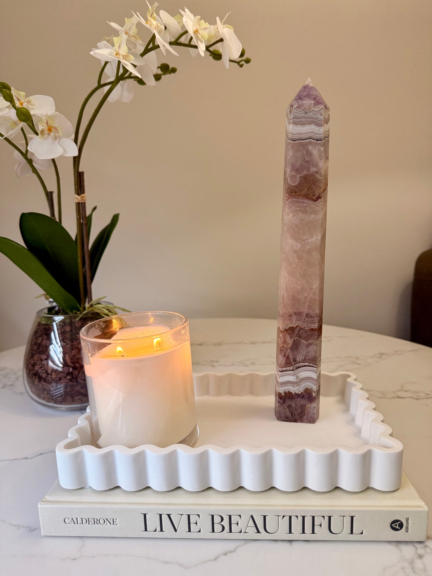 Amethyst & Mexican Lace Agate Tower | 939 g | 31.5 cm
