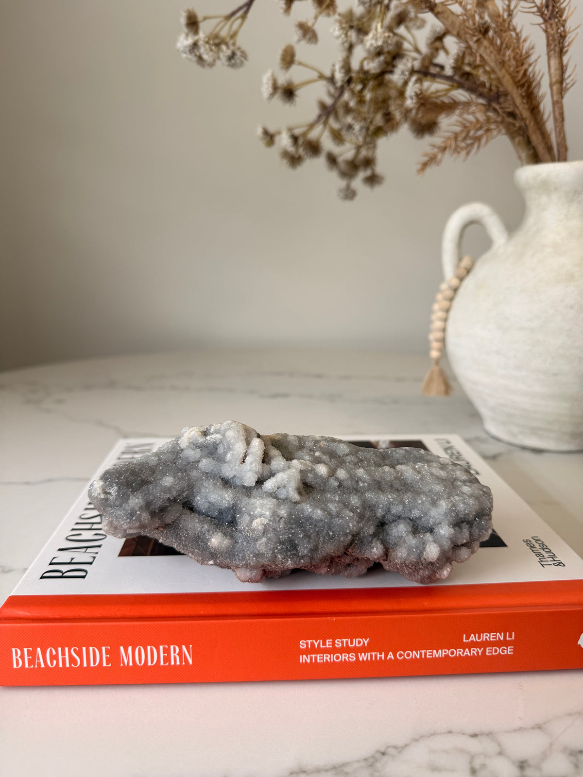 Grey Chalcedony & Druzy Quartz Cluster – 699g