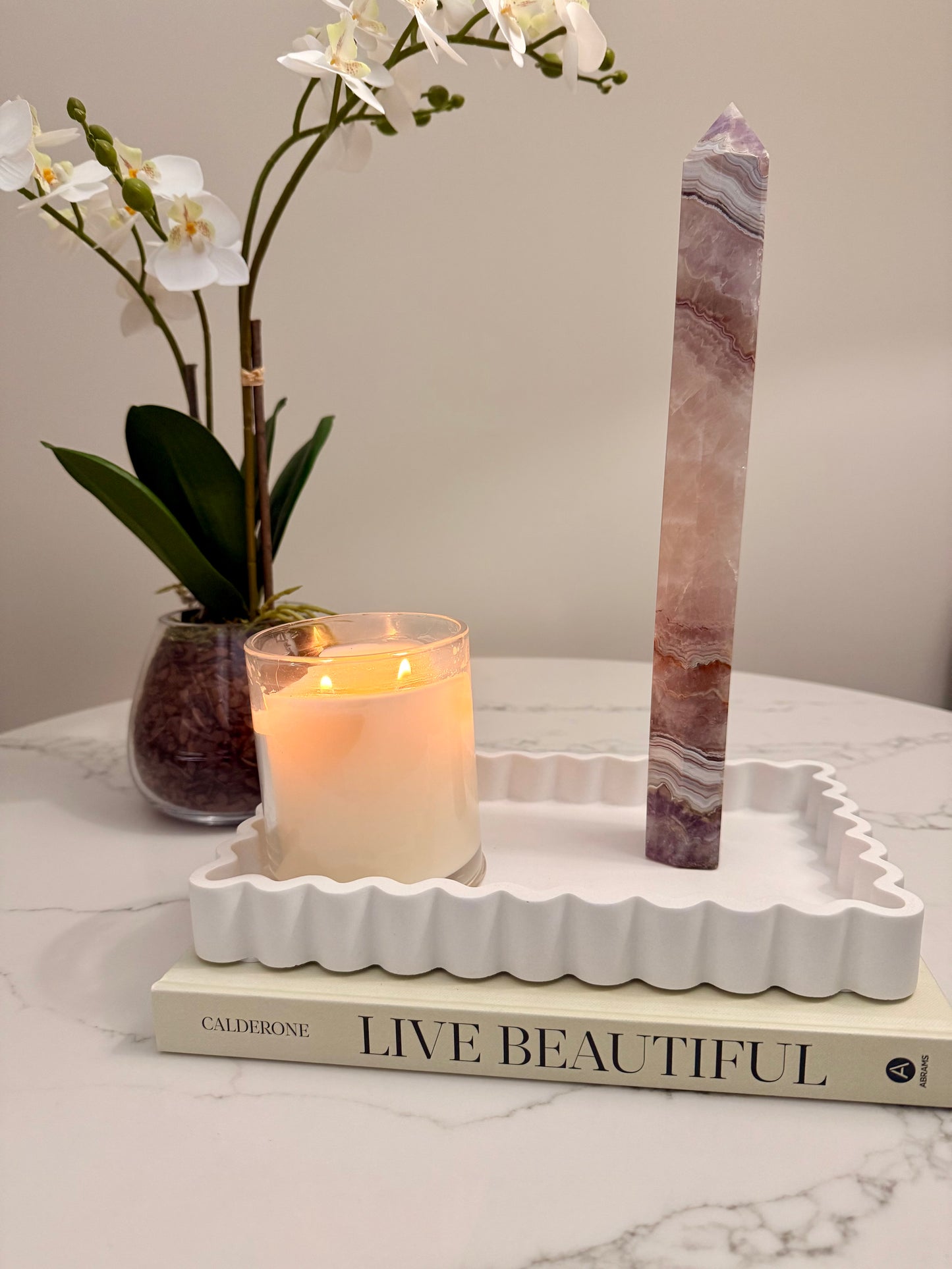 Amethyst & Mexican Lace Agate Tower | 939 g | 31.5 cm