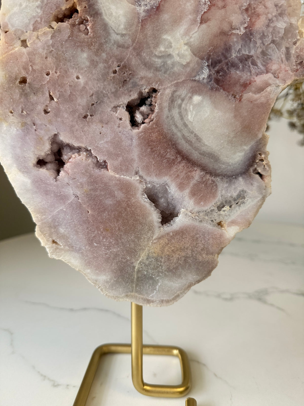 Pink Amethyst Statement Piece on Gold-Toned Stand | 2.11kg