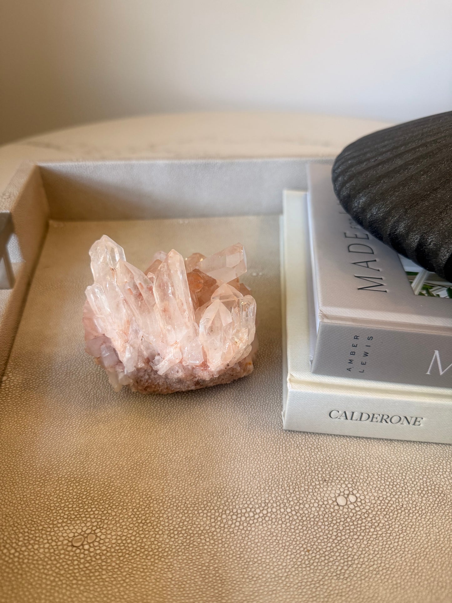 Pink Quartz Cluster from Madagascar – 577 g | Natural Crystal Décor