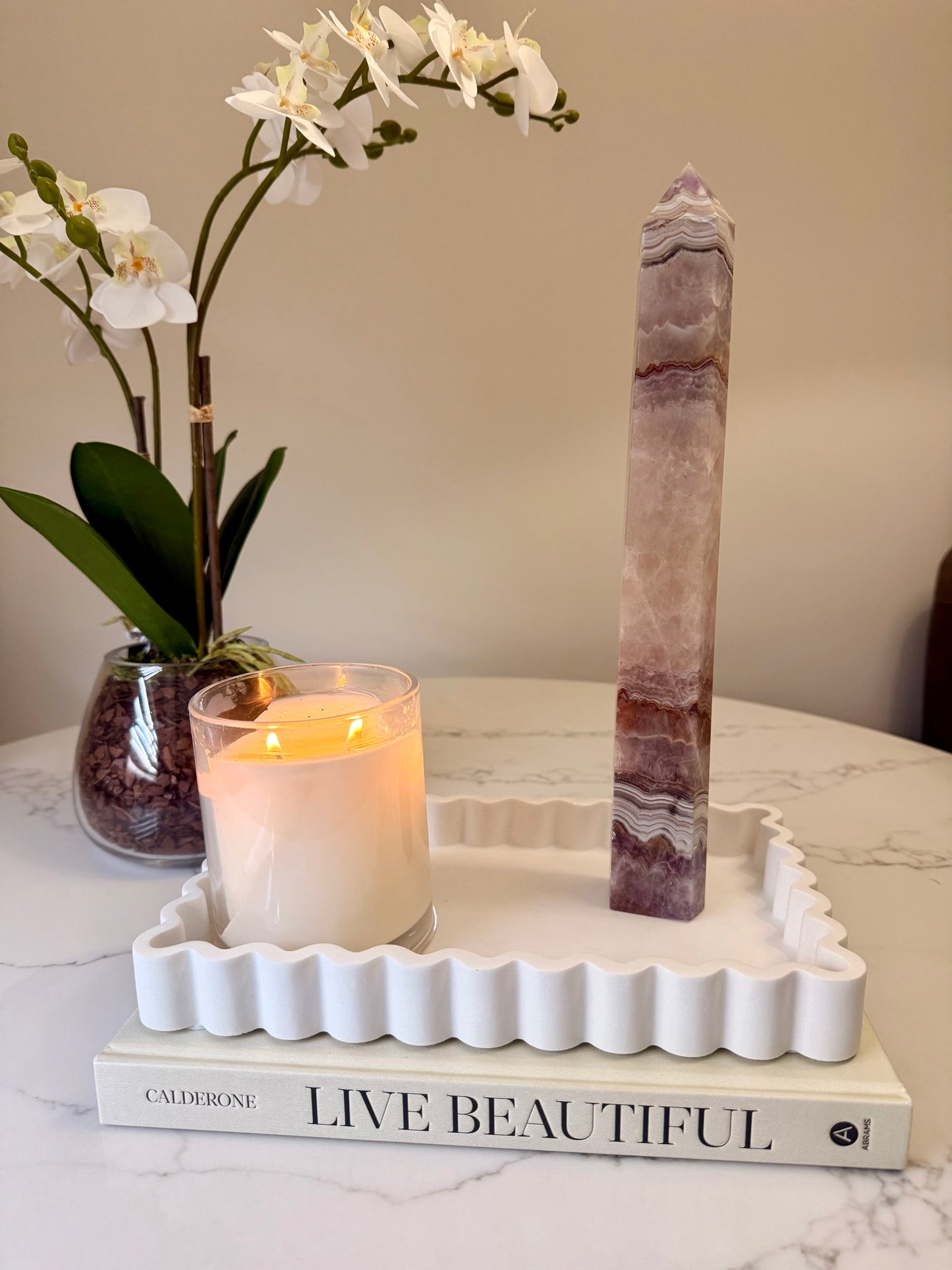 Amethyst & Mexican Lace Agate Tower | 939 g | 31.5 cm