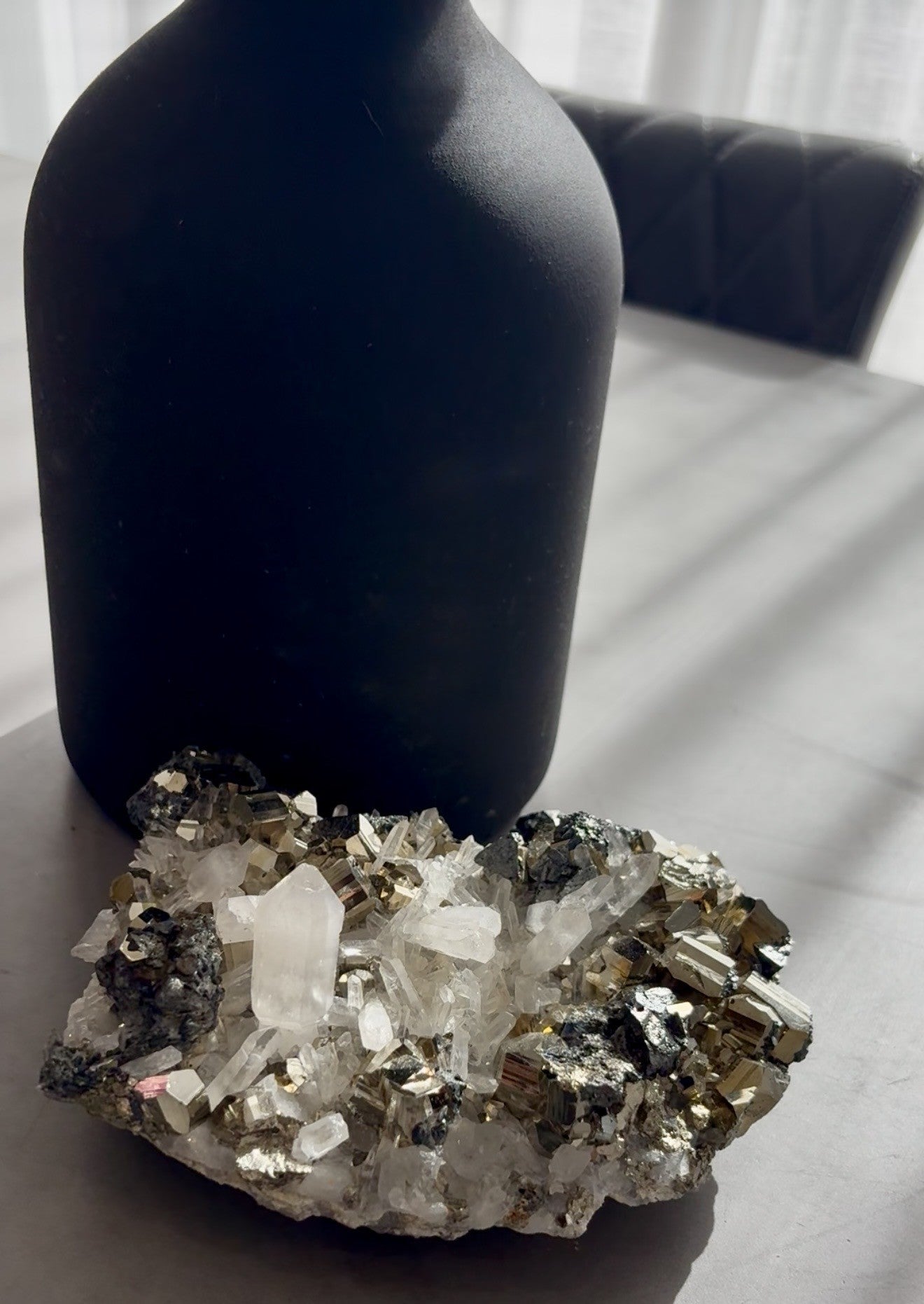 Pyrite & Quartz Crystal Cluster – Luxe Metallic Statement Piece 1.652kg