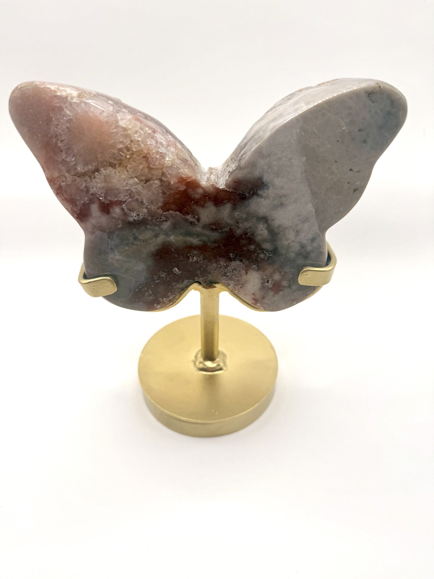 Pink Quartz Agate Butterfly on Stand