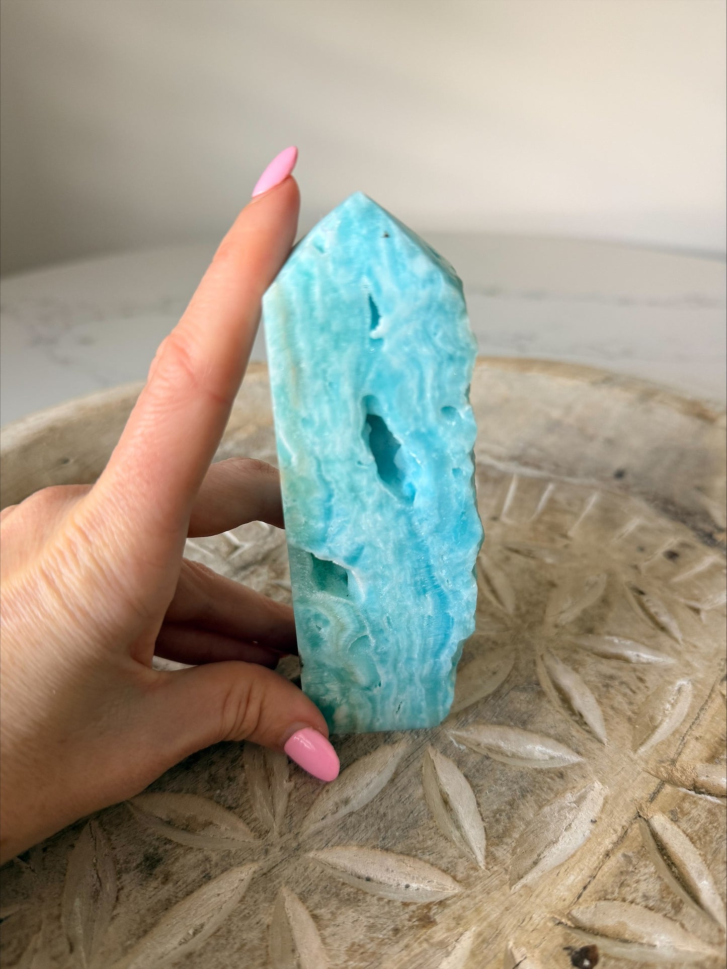 Hemimorphite Crystal Freeform | Ocean Blue Banded | 276g
