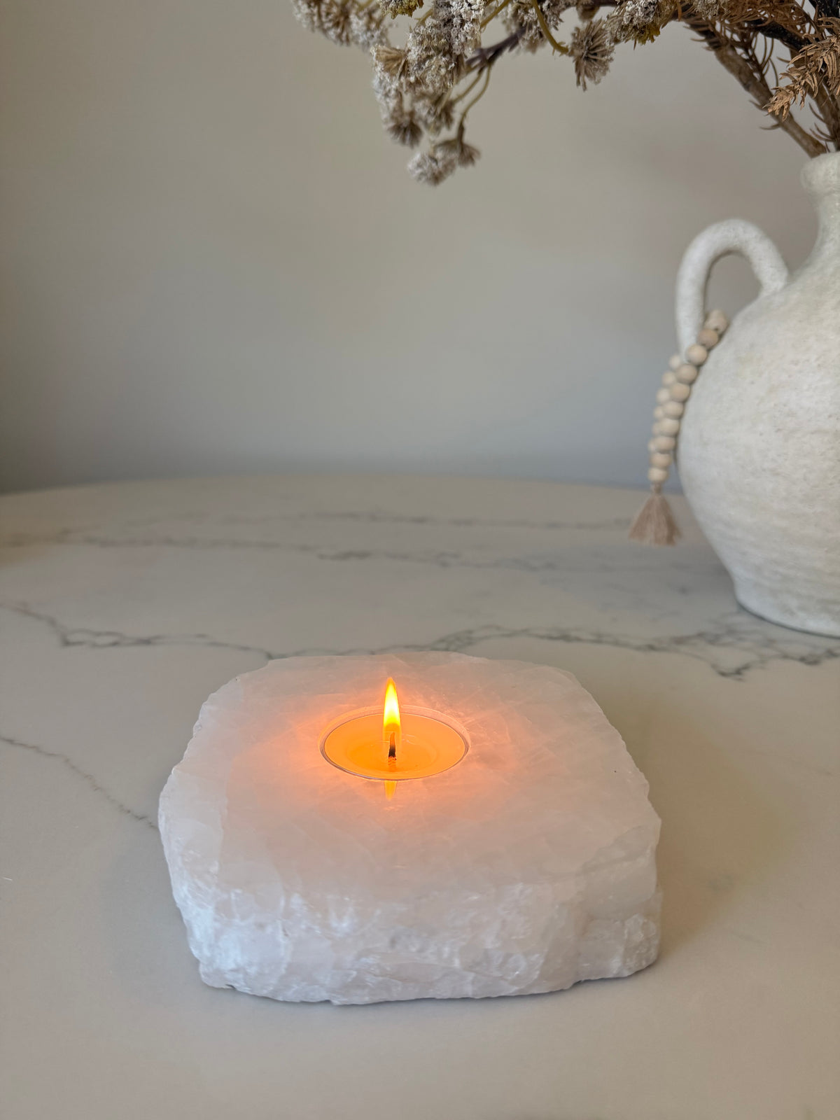 Clear Quartz Crystal Tealight Holder – 943g