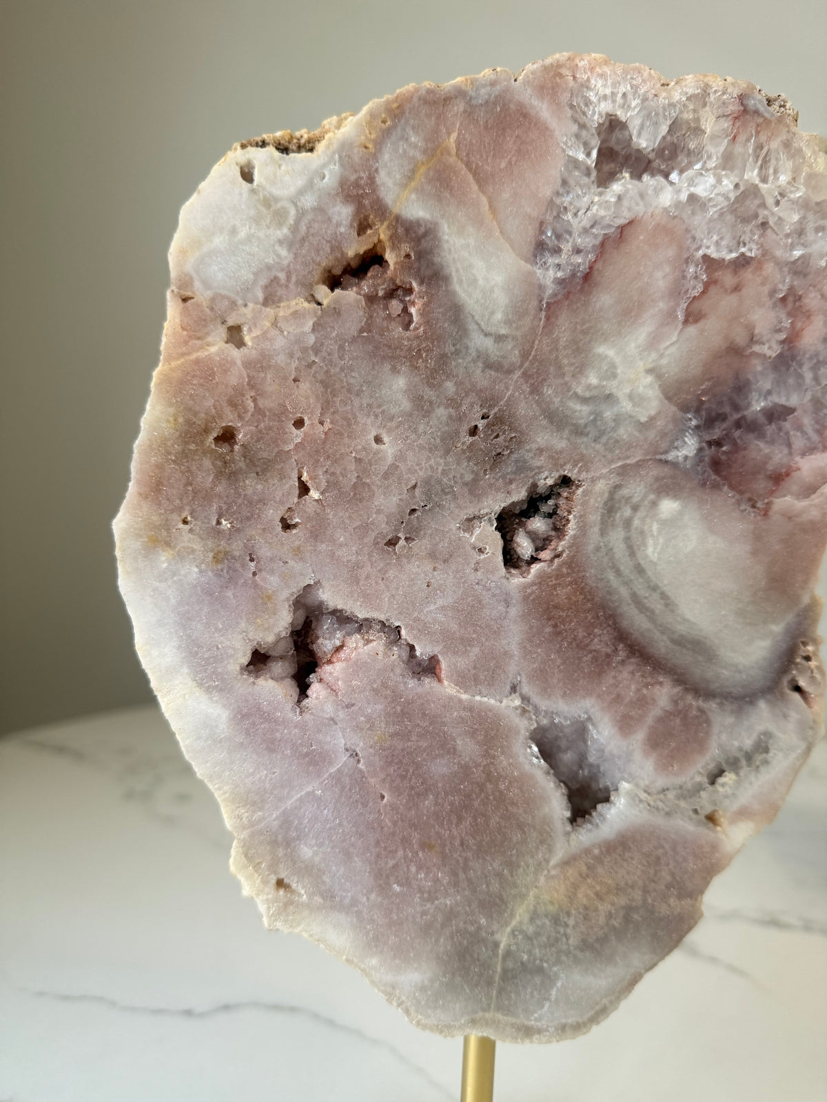 Pink Amethyst Statement Piece on Gold-Toned Stand | 2.11kg
