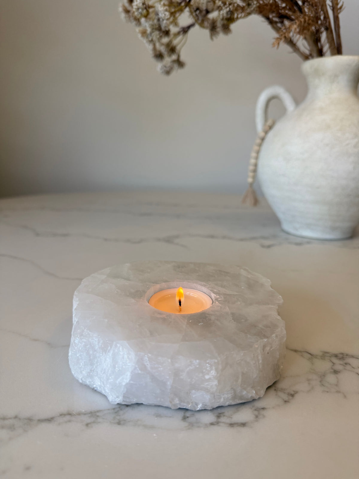 Clear Quartz Tealight Candle Holder – 917g