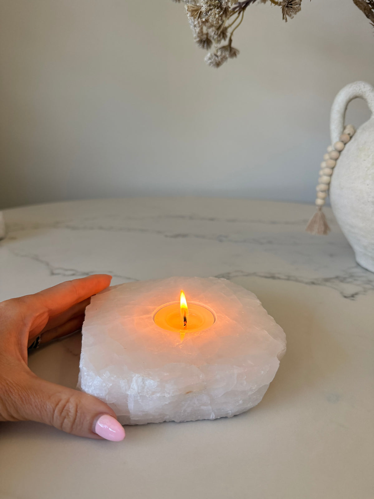 Clear Quartz Crystal Tealight Holder – 943g