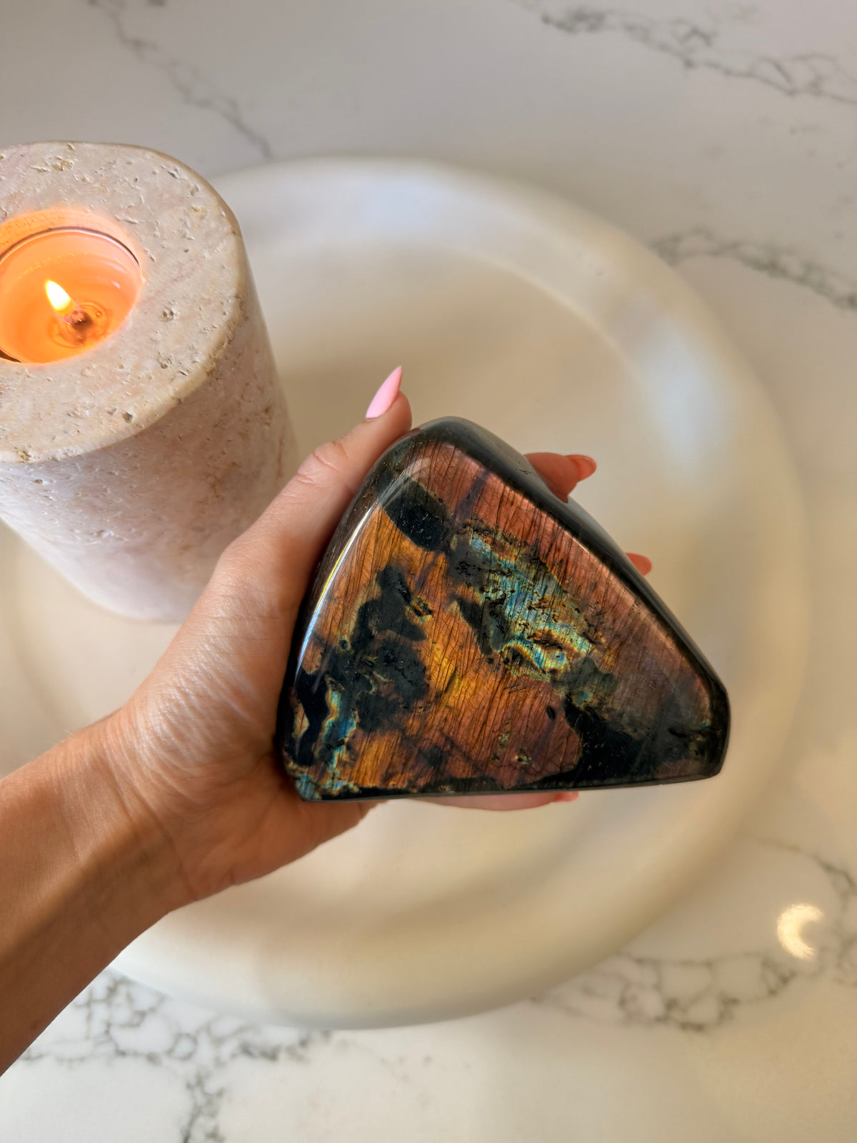 Labradorite Freeform with Rainbow Flash – 723g