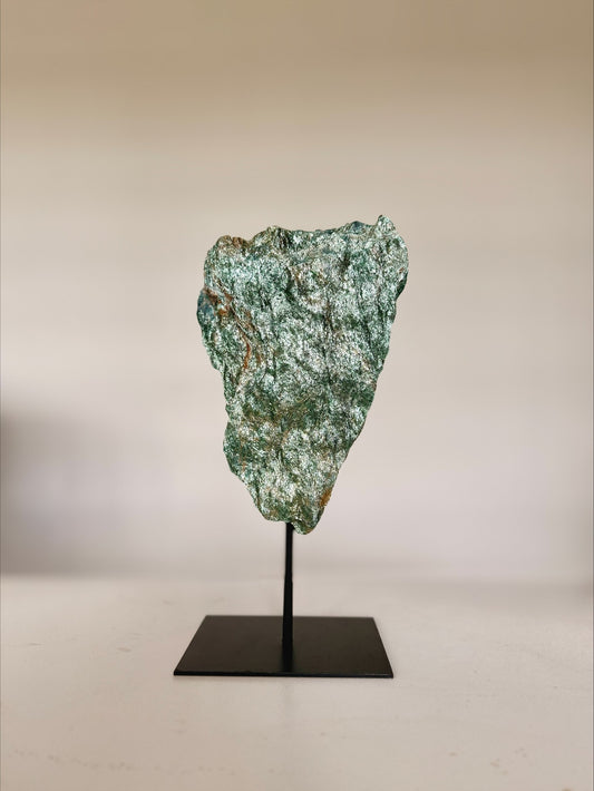 Fuchsite Crystal on Stand – Natural Green Mica Statement Mineral