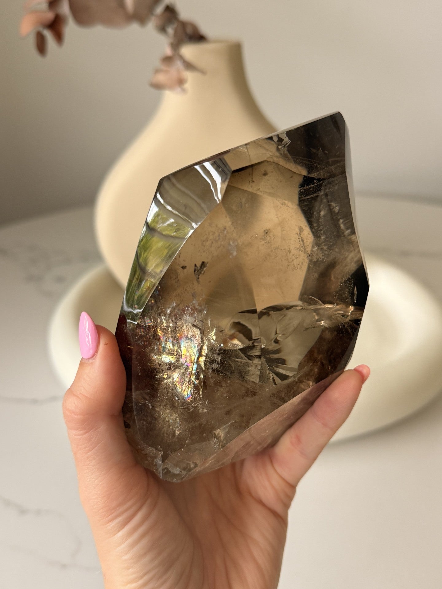 Rainbow Smoky Quartz Freeform with Stand
