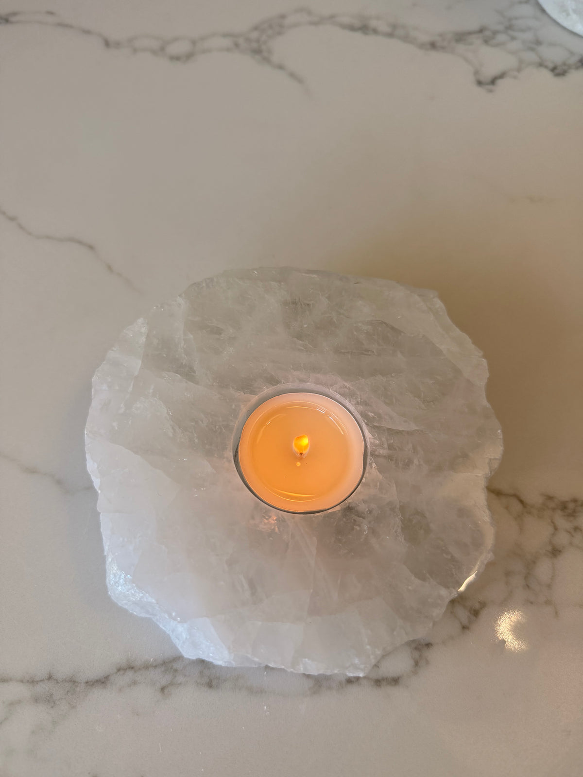 Clear Quartz Tealight Candle Holder – 917g