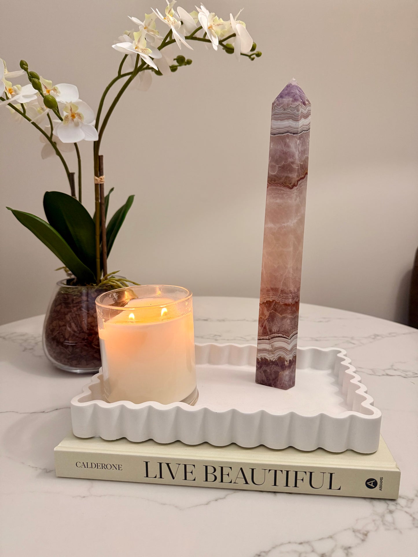 Amethyst & Mexican Lace Agate Tower | 939 g | 31.5 cm