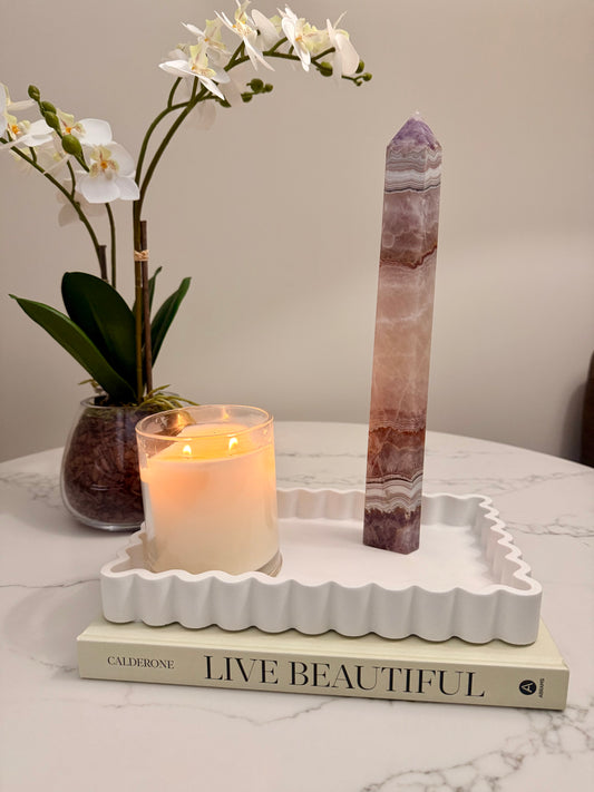Amethyst & Mexican Lace Agate Tower | 939 g | 31.5 cm