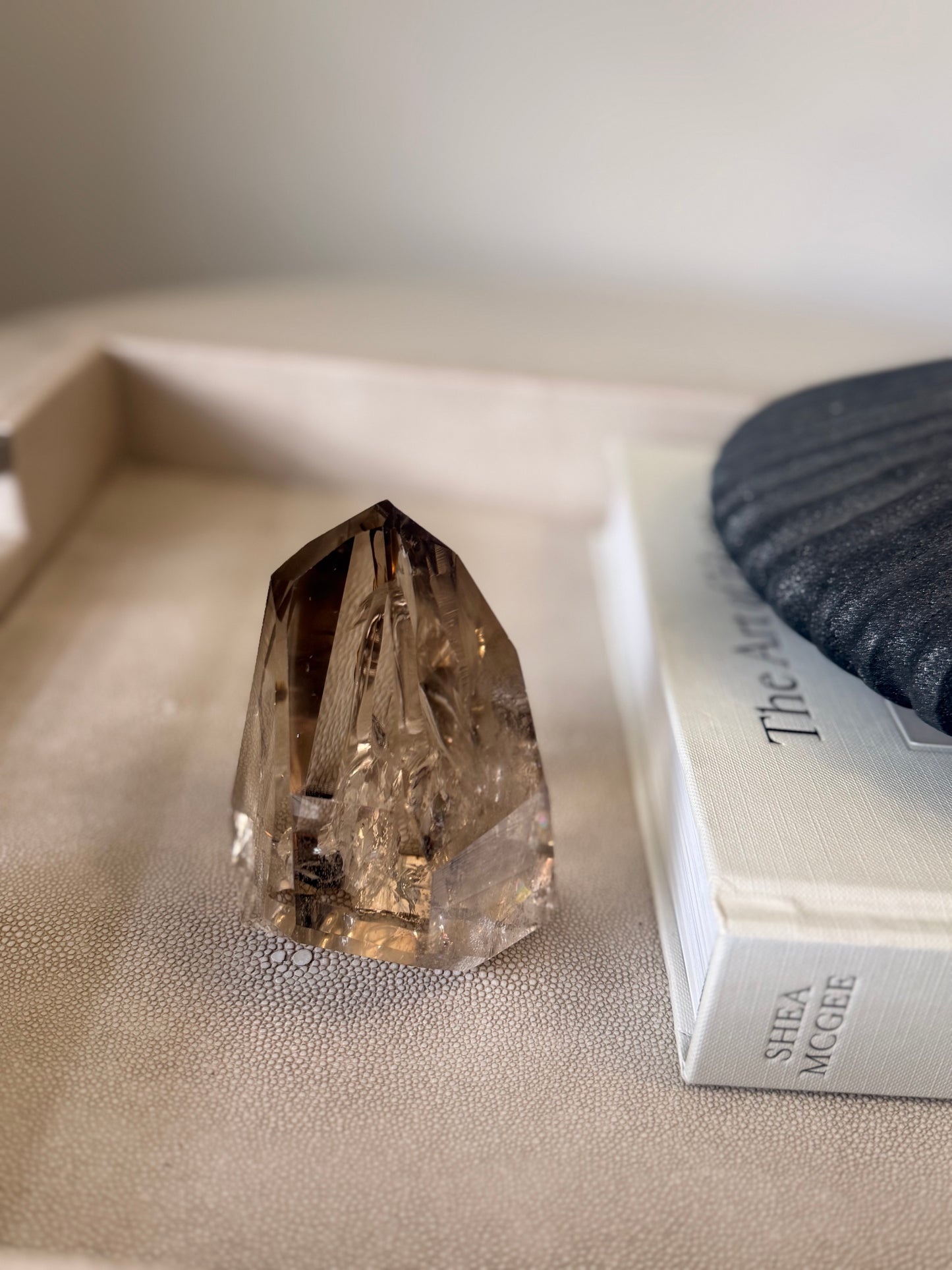 Smoky Quartz Rainbow Freeform on Stand – 513g