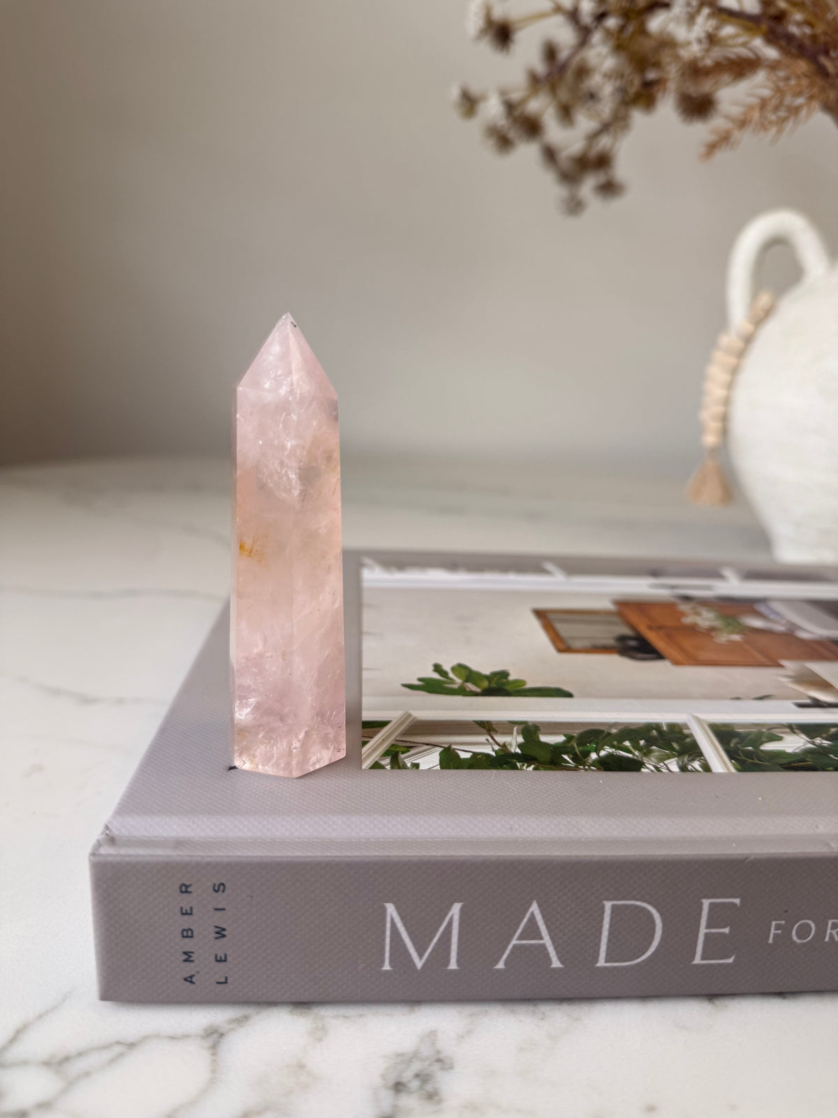 Rose Quartz Tower | Blush Pink Crystal Point