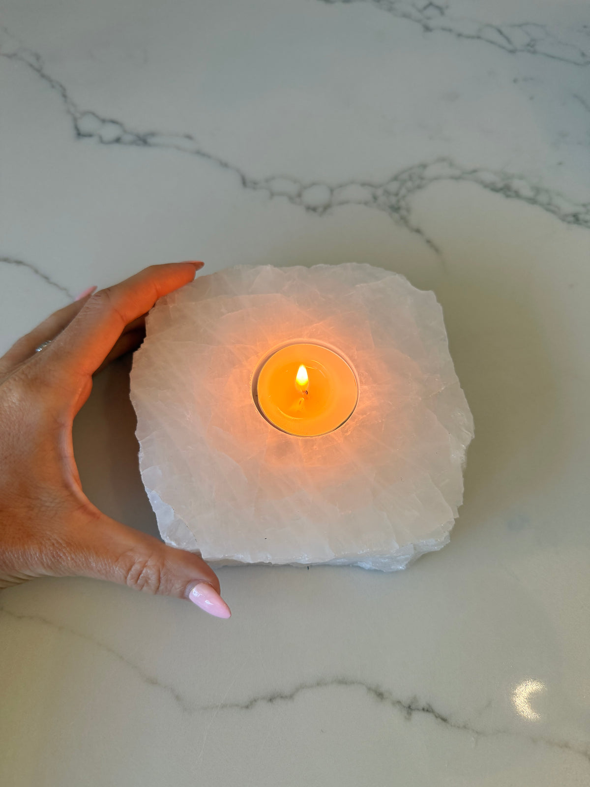Clear Quartz Crystal Tealight Holder – 943g