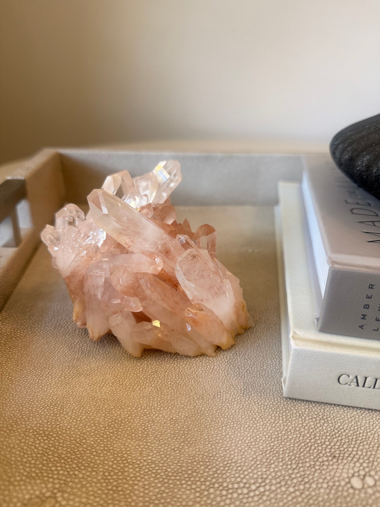 Pink Quartz Cluster from Madagascar – 577 g | Natural Crystal Décor