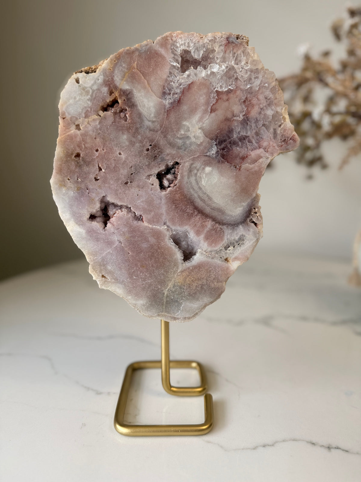 Pink Amethyst Statement Piece on Gold-Toned Stand | 2.11kg