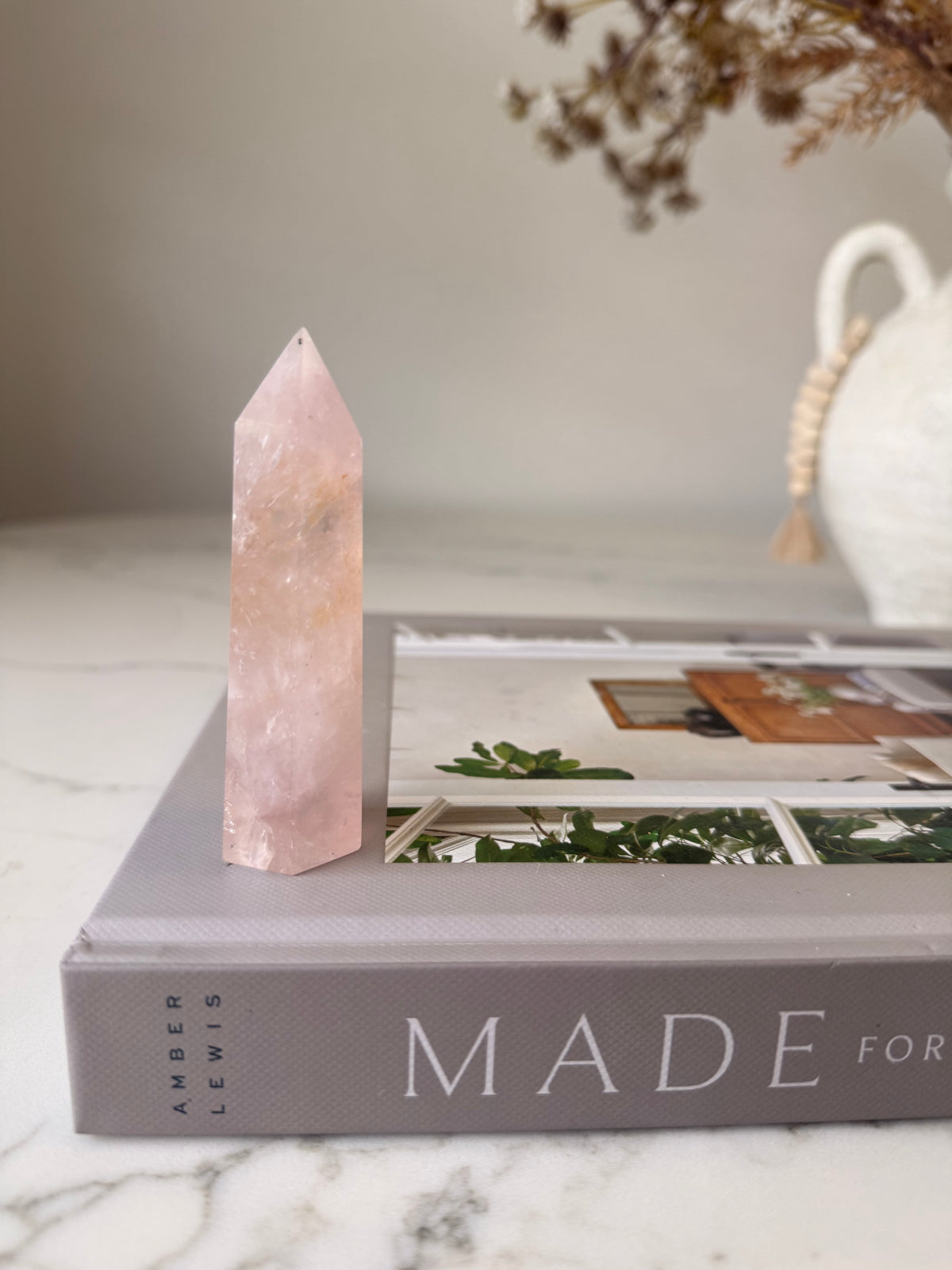 Rose Quartz Tower | Blush Pink Crystal Point