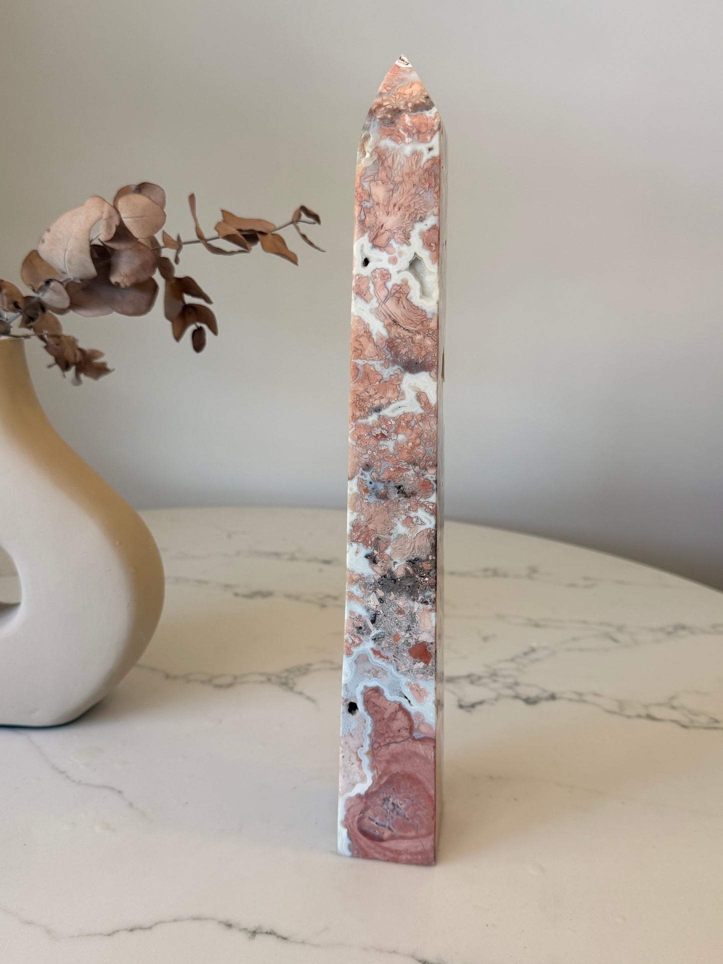 Pink Cotton Candy Agate Tower | XXL Statement Piece | 1.72kg