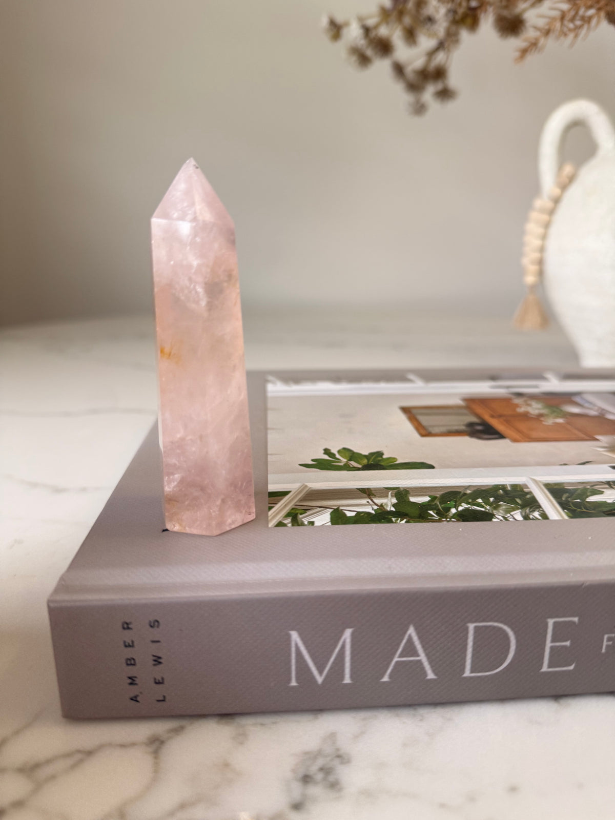 Rose Quartz Tower | Blush Pink Crystal Point