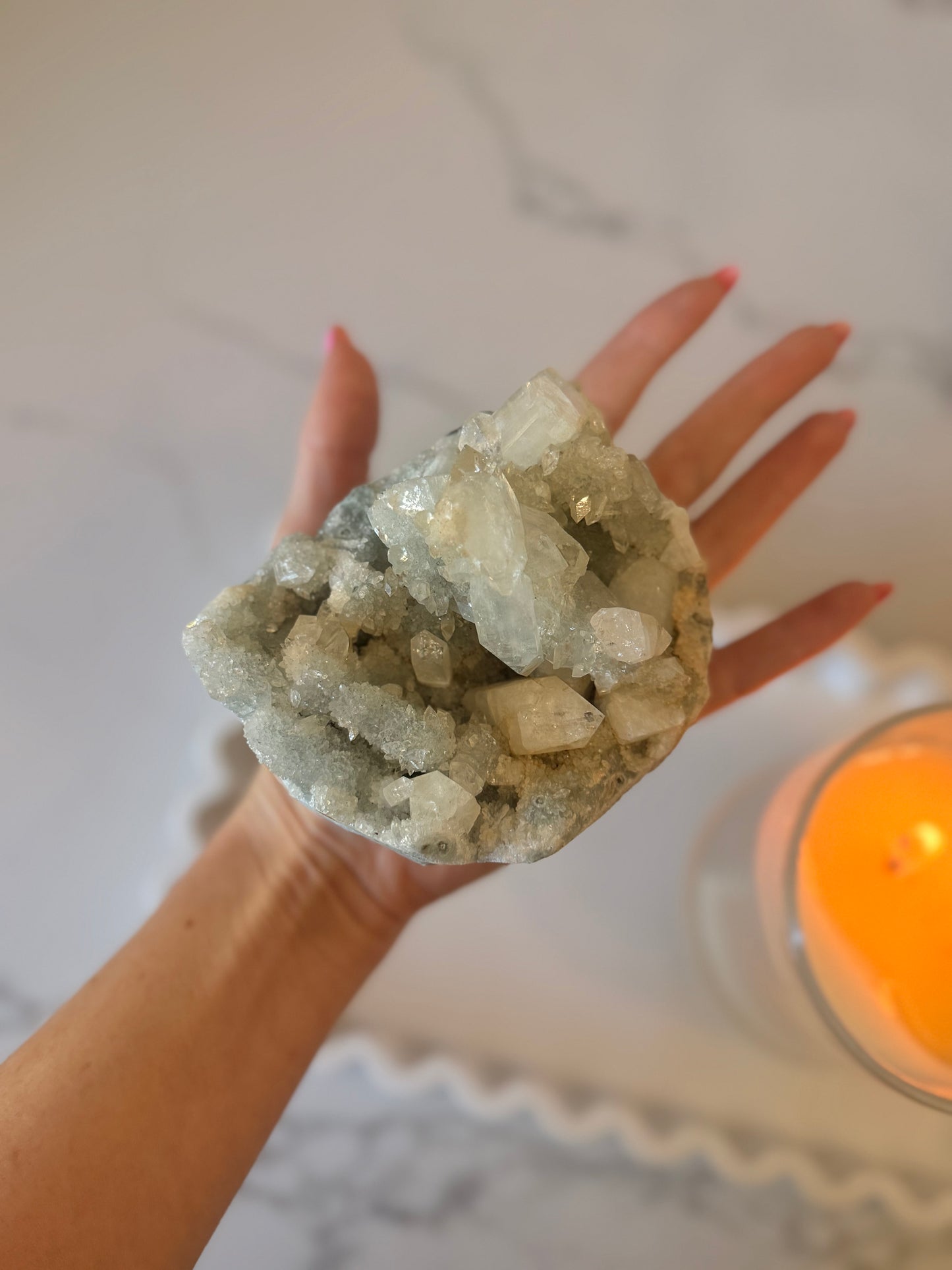 Apophyllite on Chalcedony Cluster | Jalgaon, India