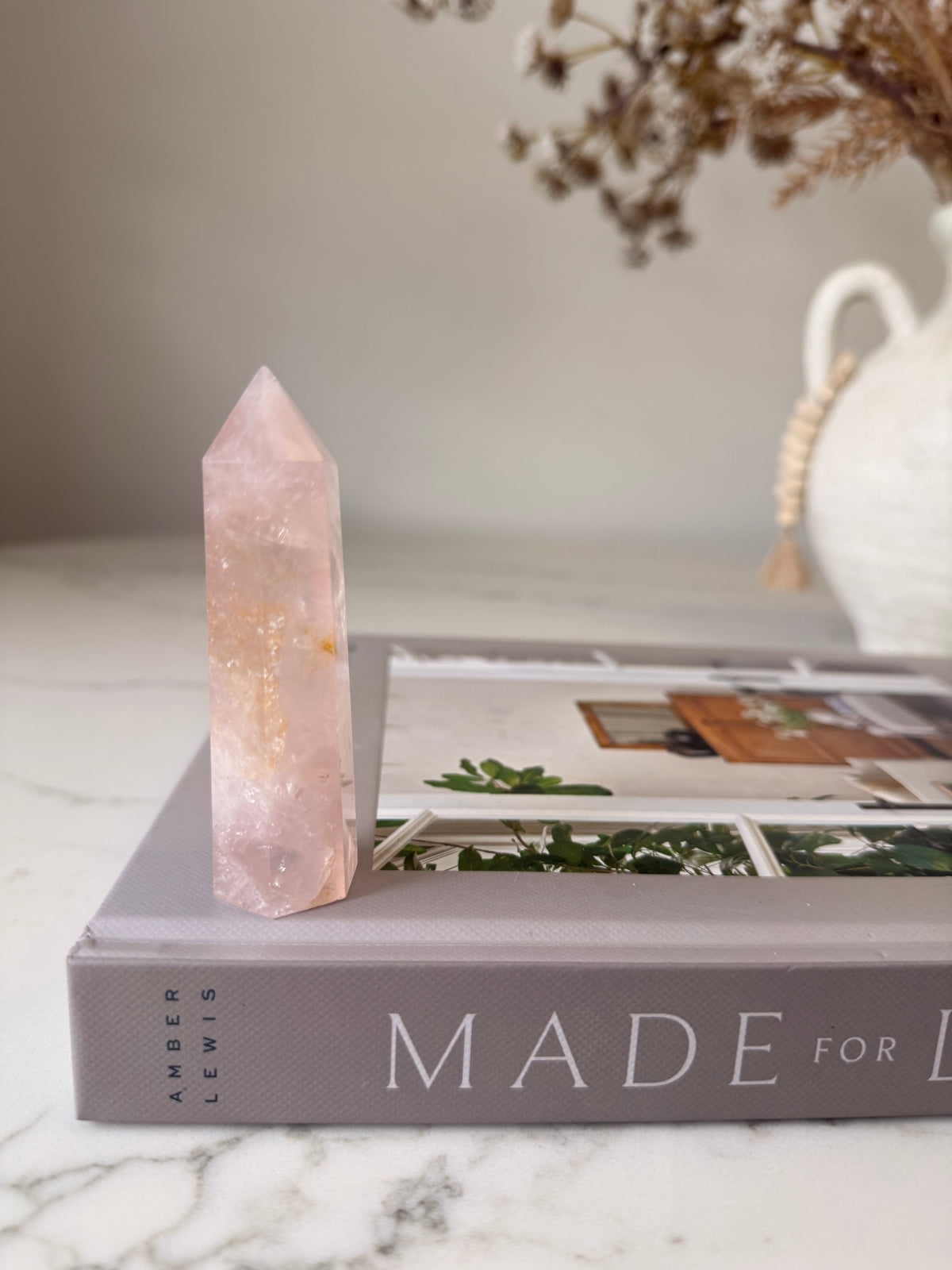 Rose Quartz Tower | Blush Pink Crystal Point