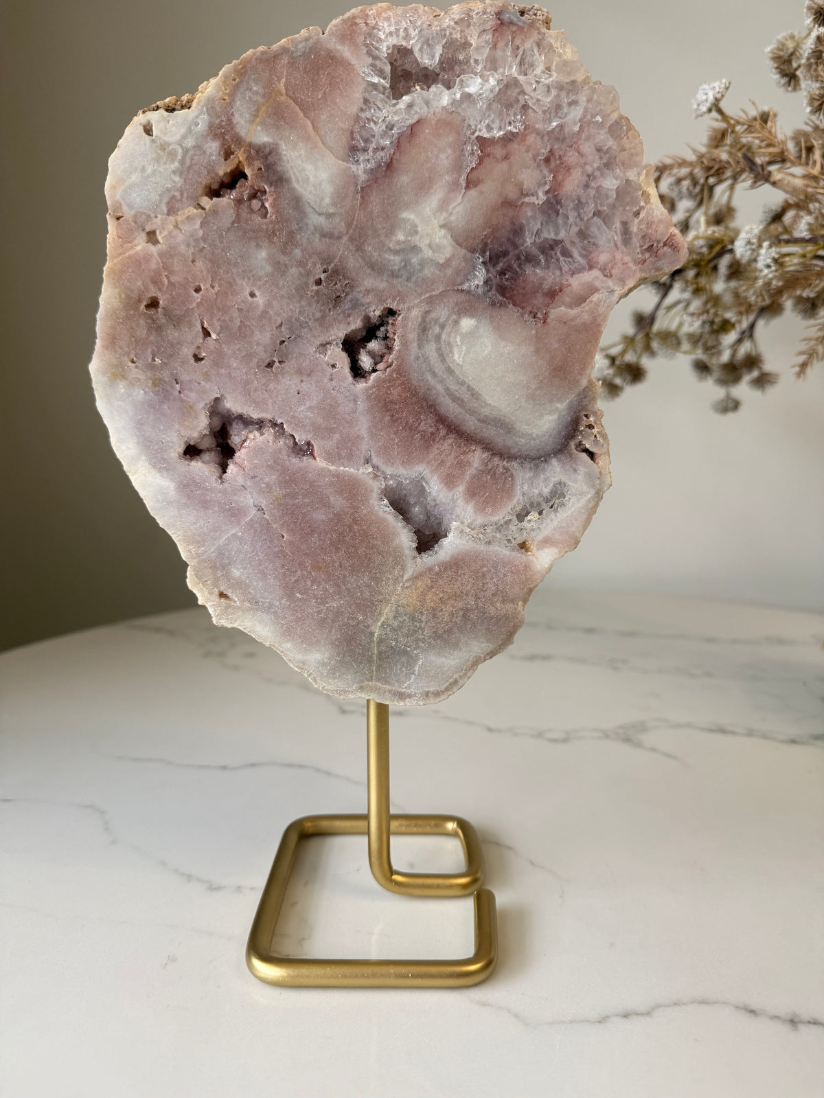 Pink Amethyst Statement Piece on Gold-Toned Stand | 2.11kg