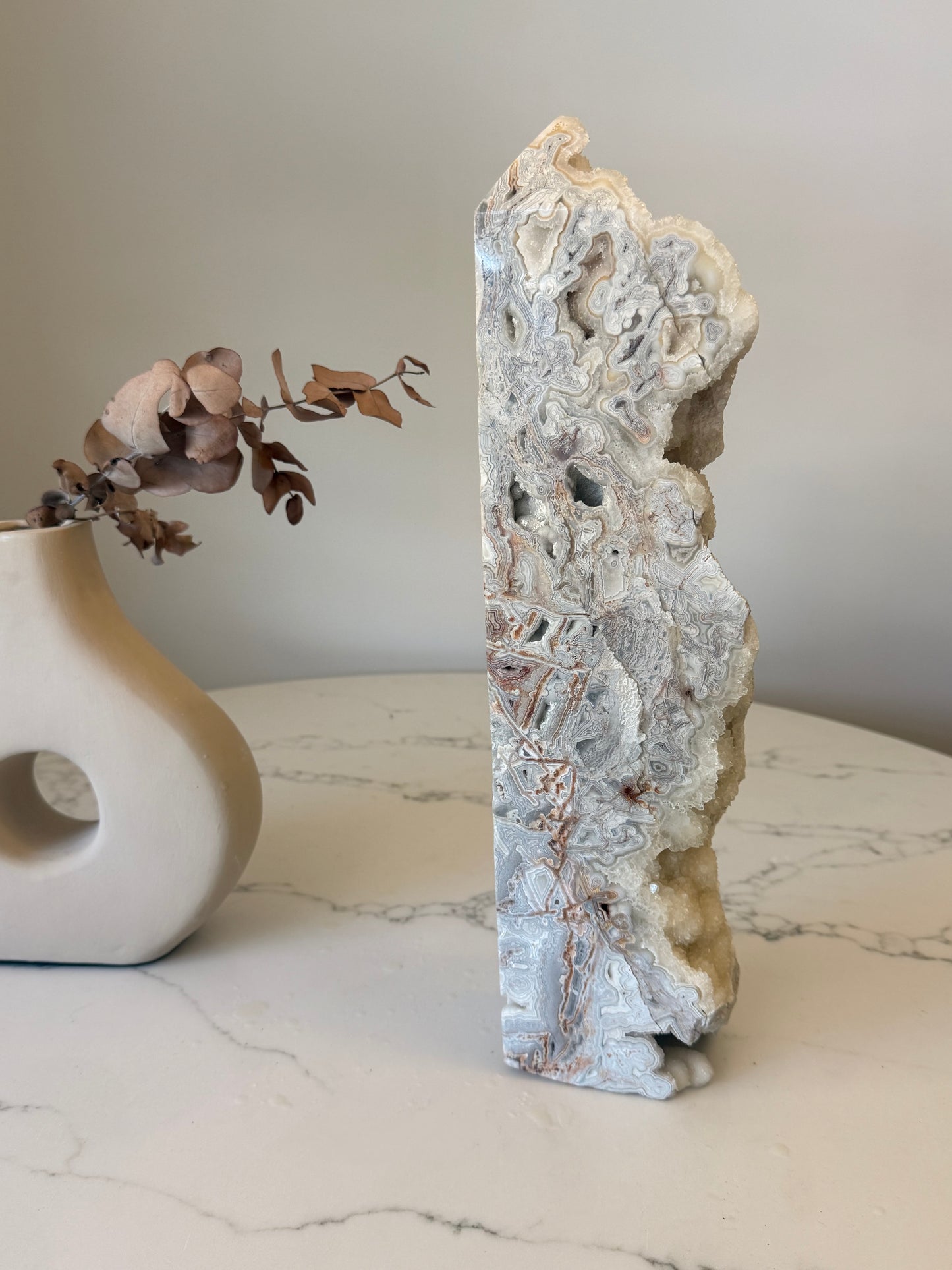 Druzy Mexican Lace Agate Statement Tower