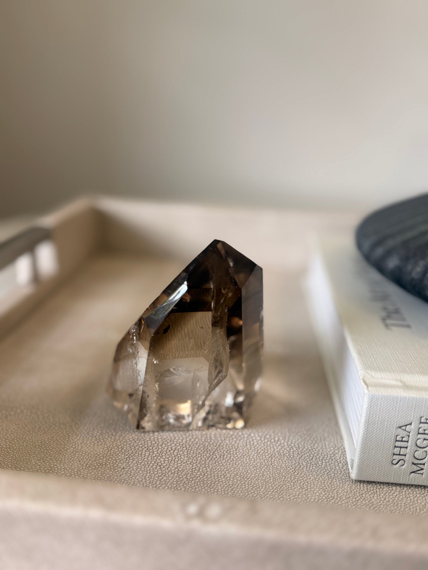 Smoky Quartz Rainbow Freeform on Stand – 513g