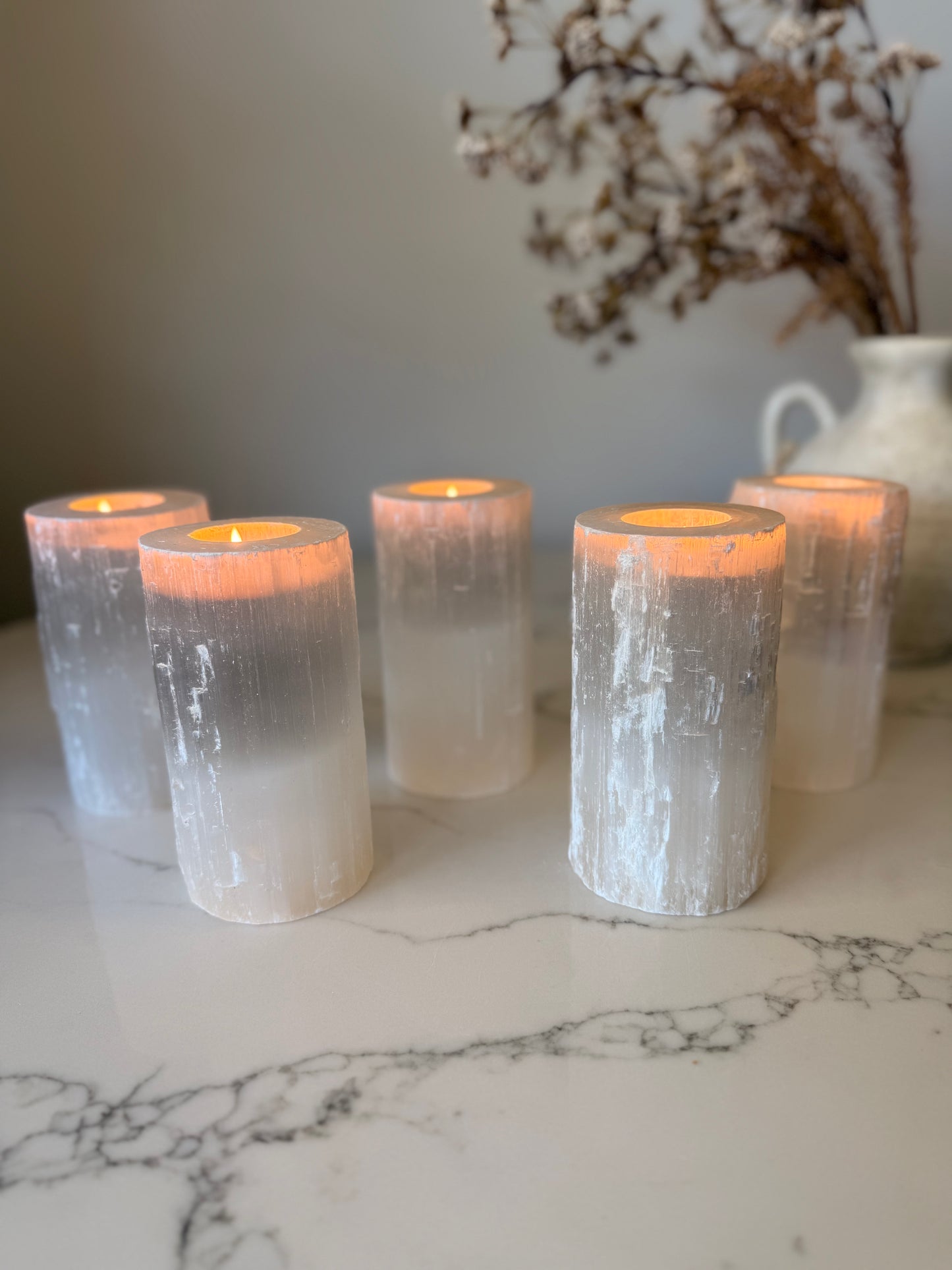 15cm Selenite Tealight Candle Holder