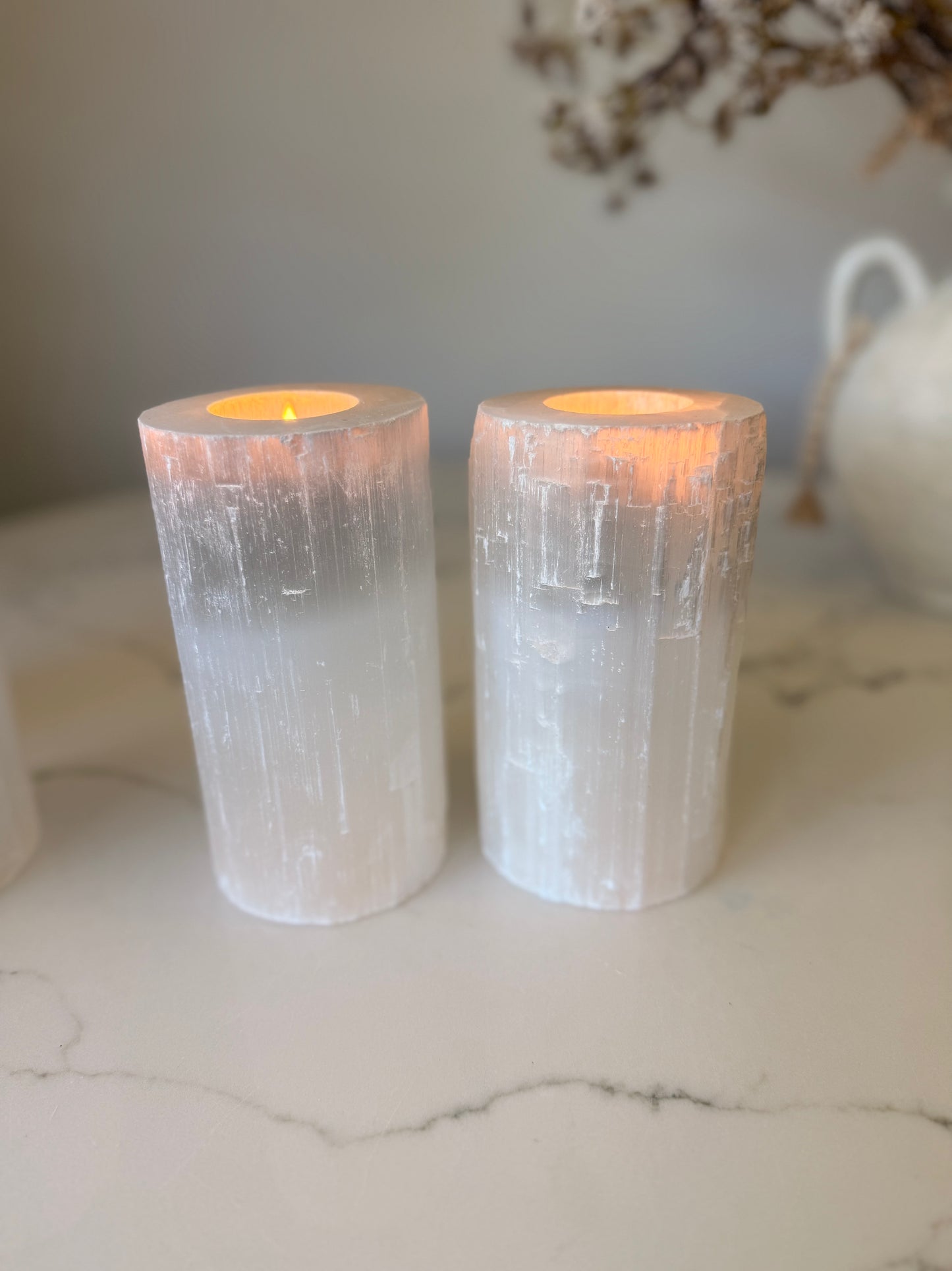 15cm Selenite Tealight Candle Holder