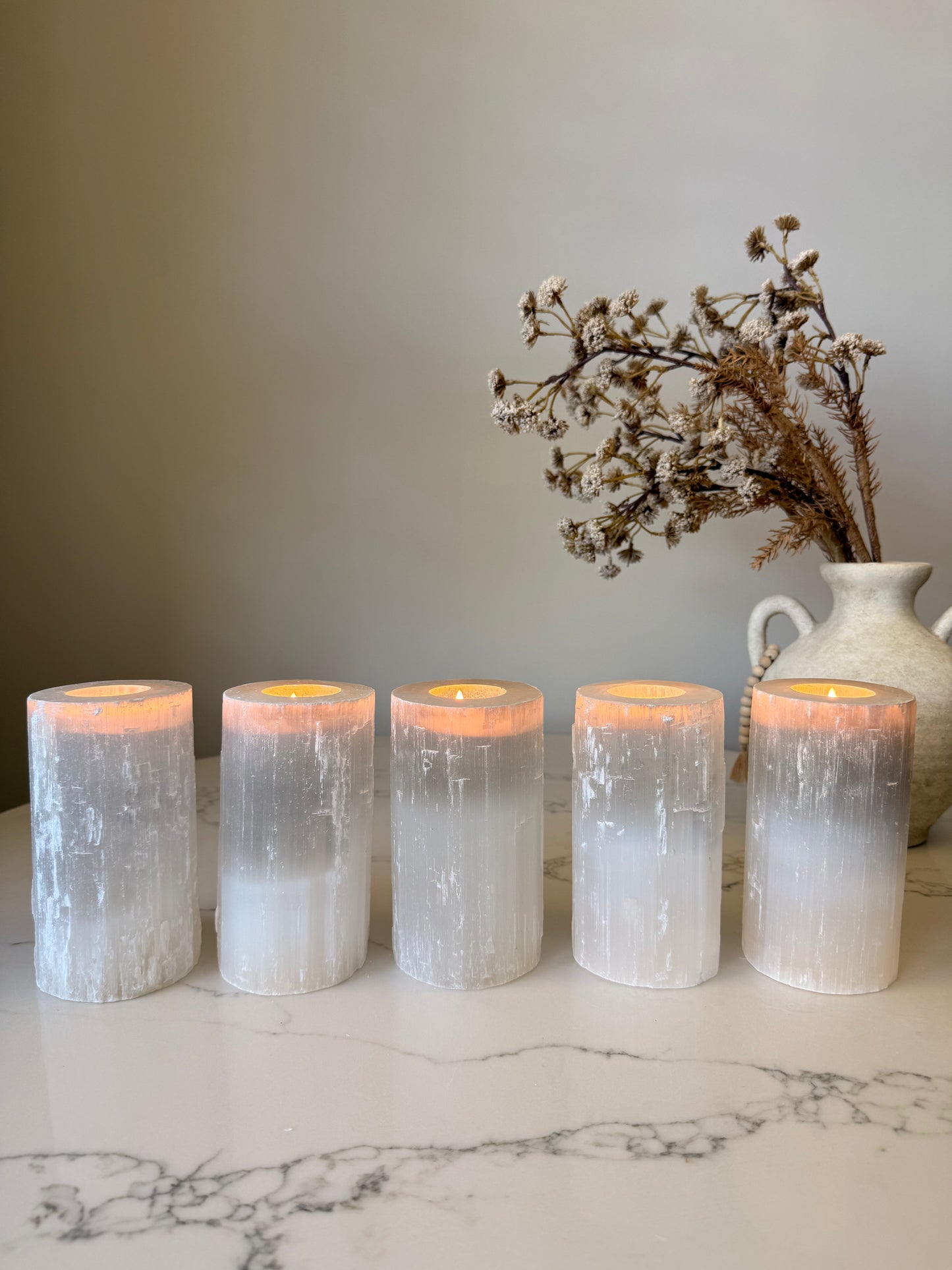 15cm Selenite Tealight Candle Holder
